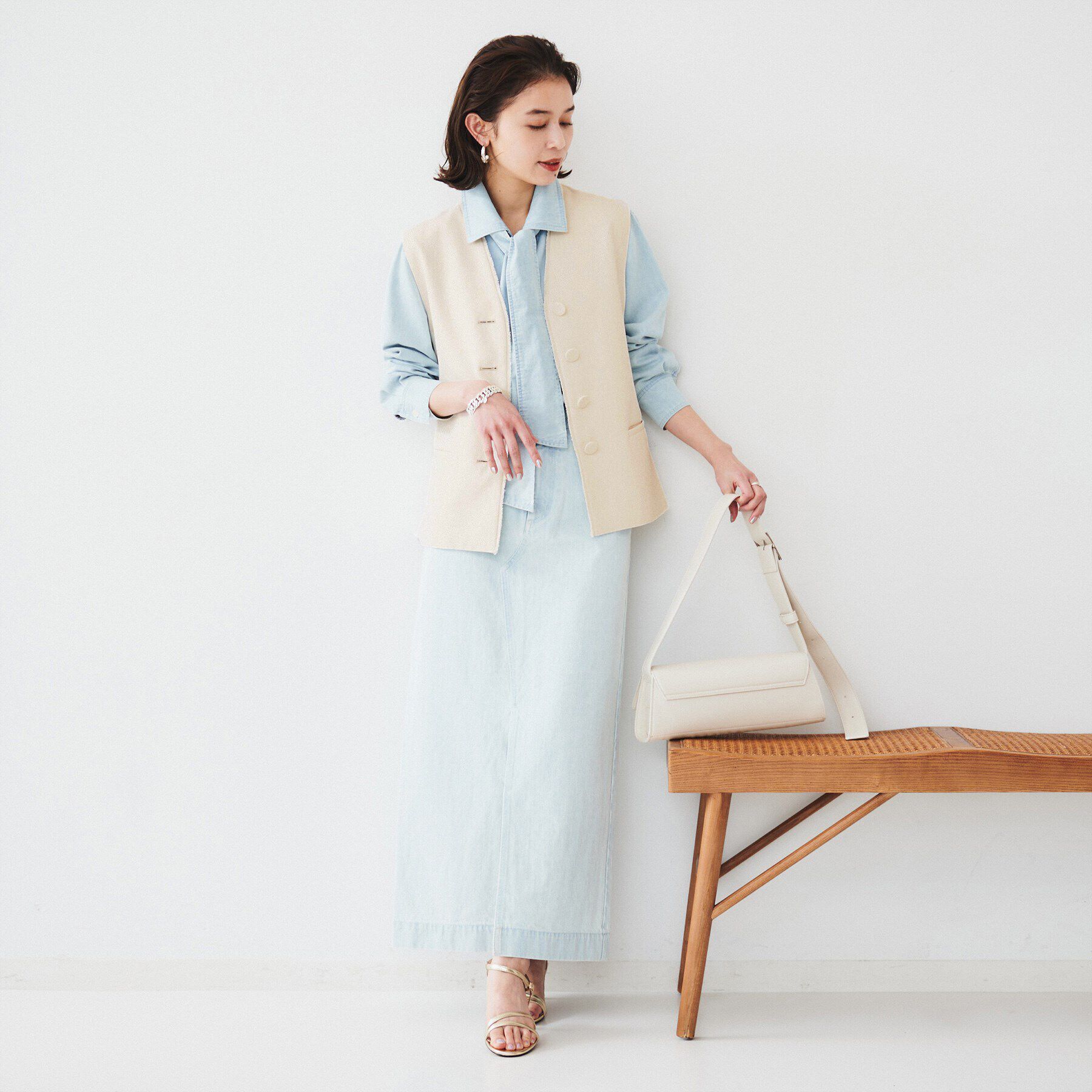 UNTITLED「【セットアップ可能】リネンライクキャンバス ジレ」|ベスト・ジレ|