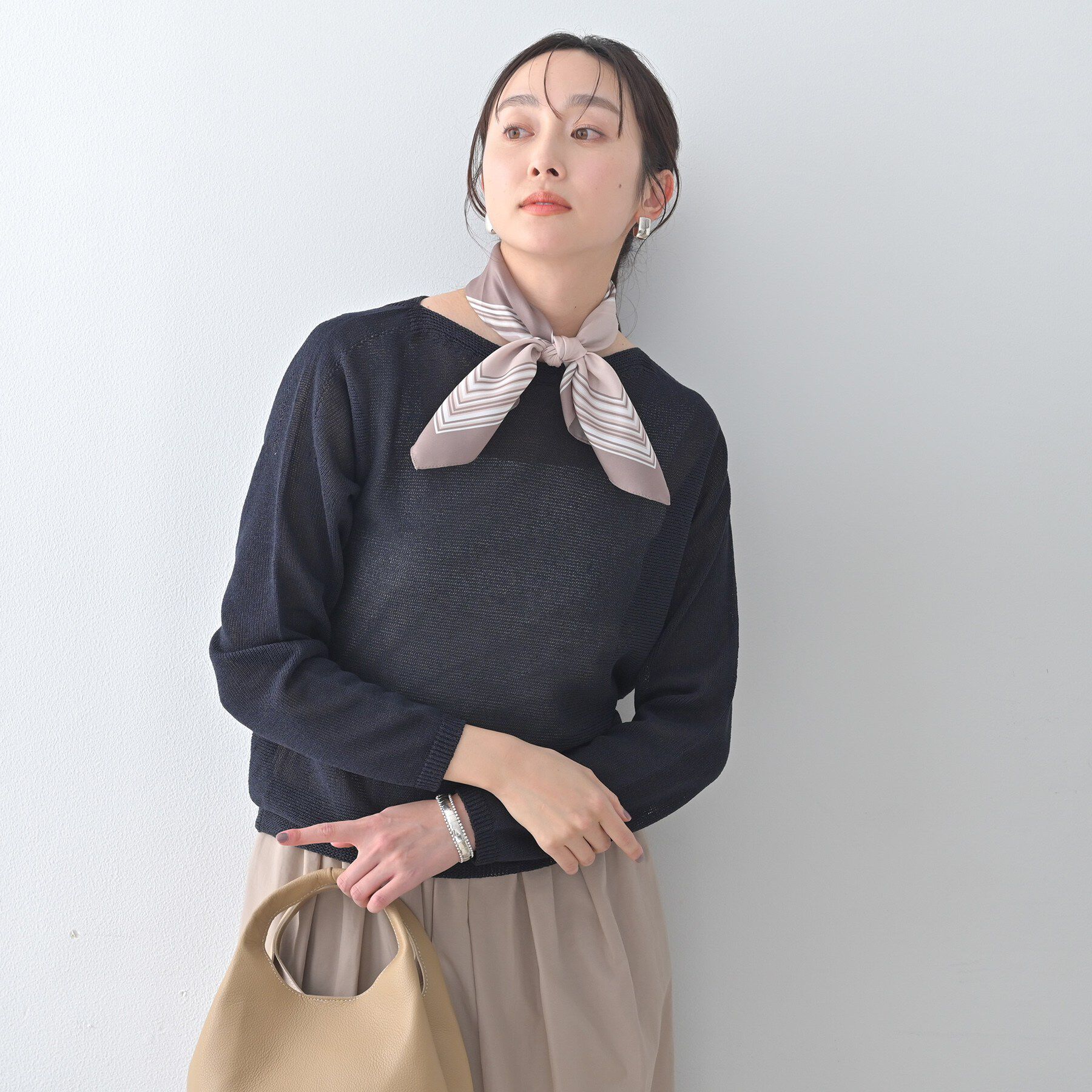 UNTITLED「ドライタッチボートネックニット」|ニット・セーター|ネイビー(094)