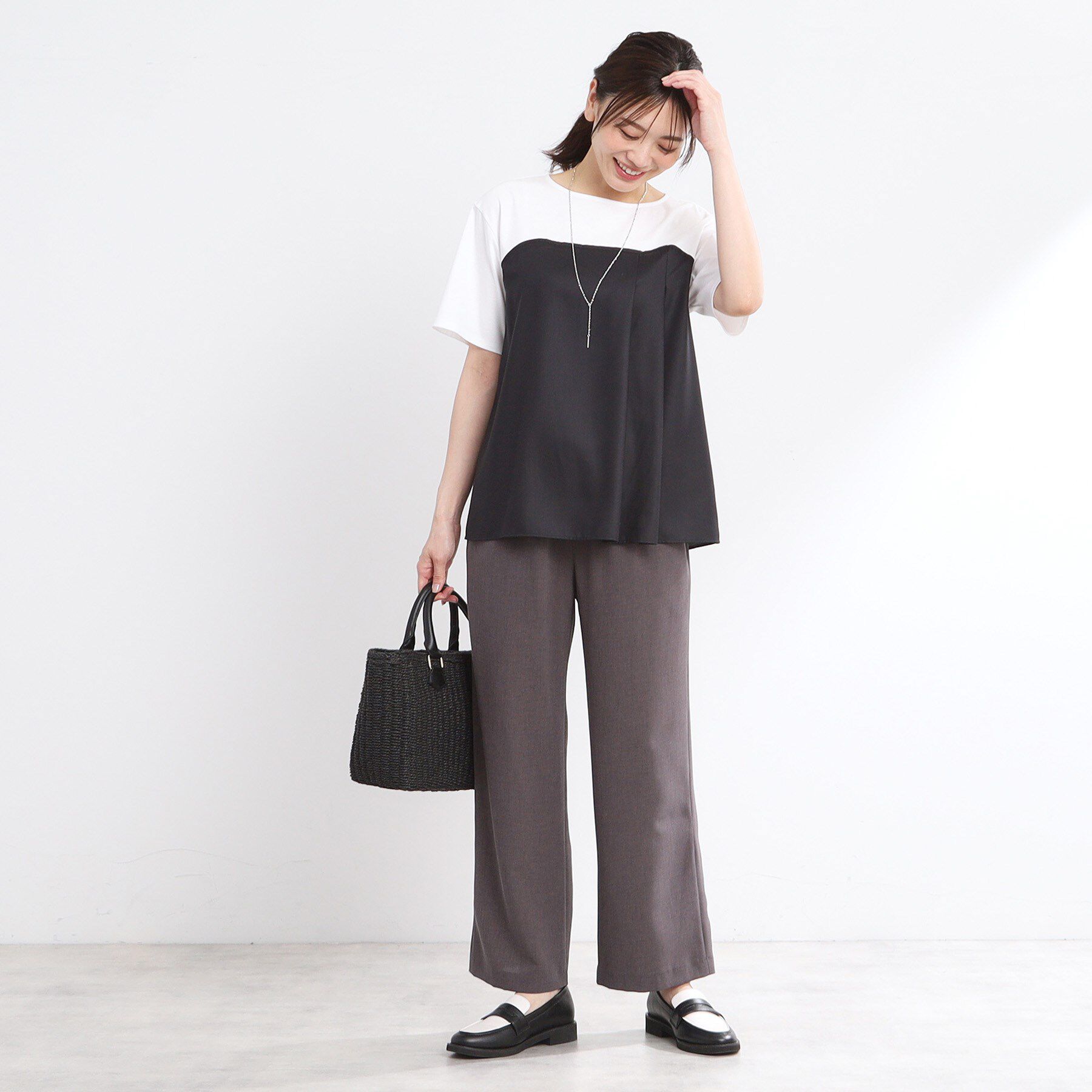 Reflect「【マシンウォッシュ可能】レイヤード風ジャージブラウス」|Tシャツ・カットソー|