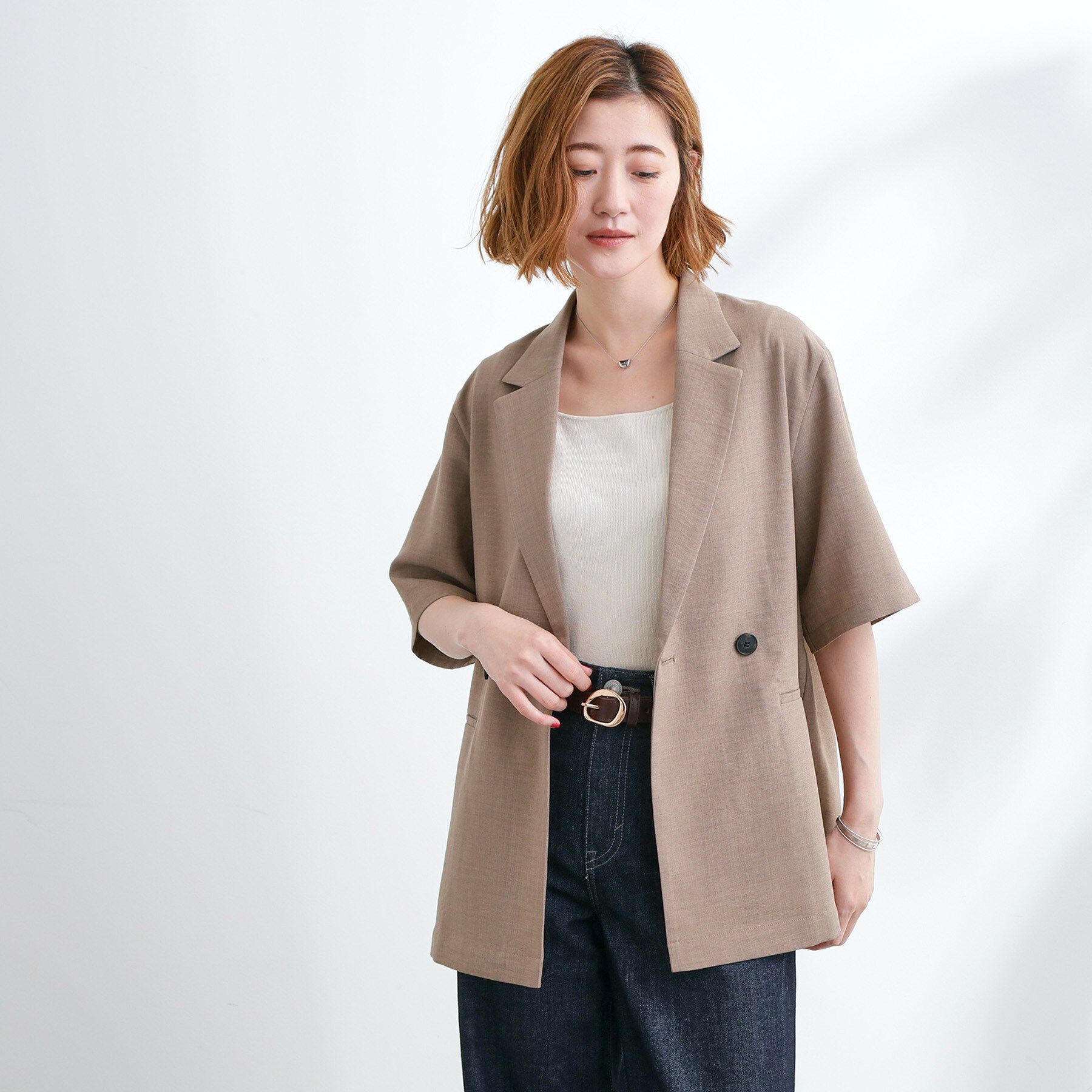 grove「軽やかに羽織れて、きちんと見え ハーフスリーブテーラードジャケット」|テーラードジャケット|