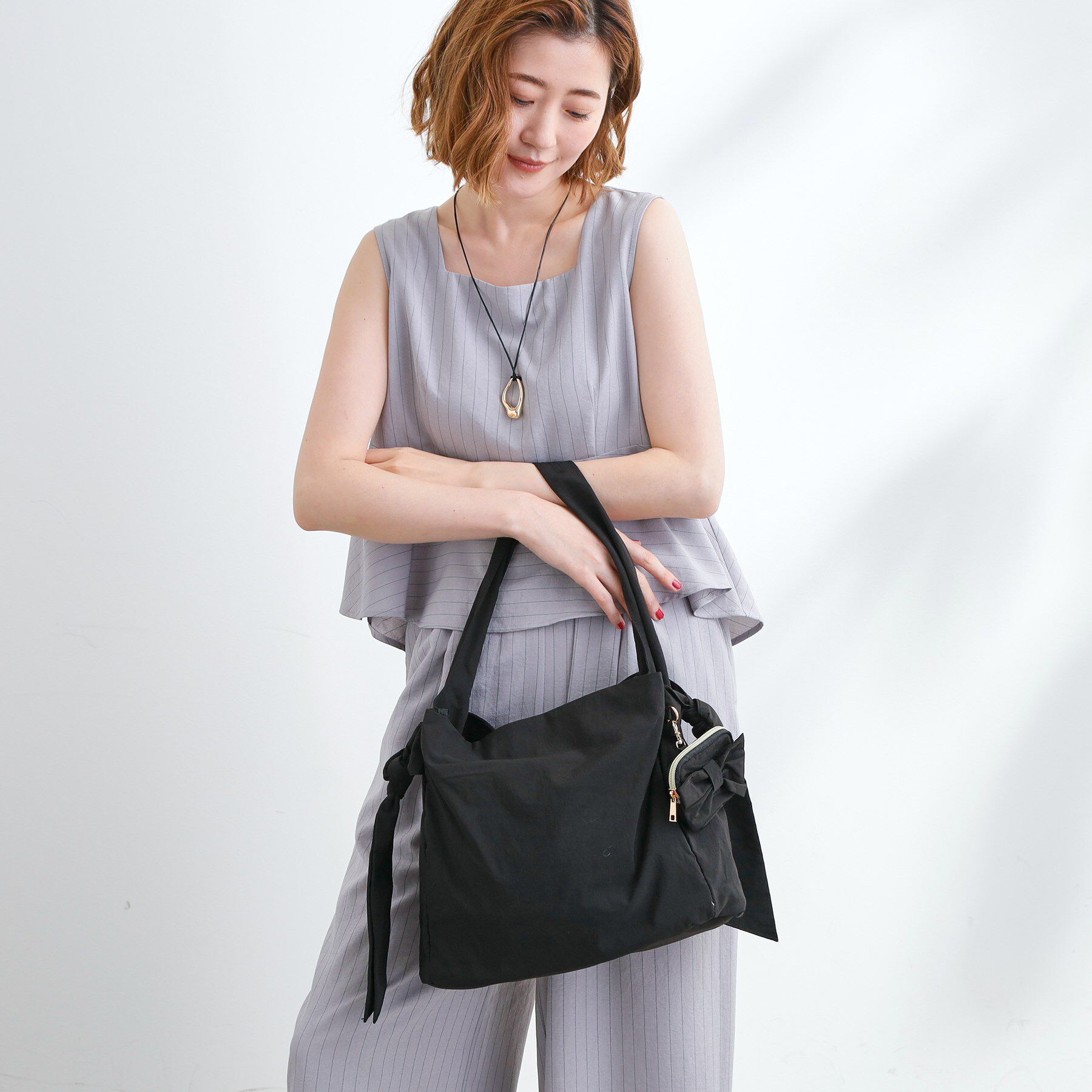 grove「【撥水】リボンチャームサイドノットショルダー」|ショルダー・メッセンジャー|