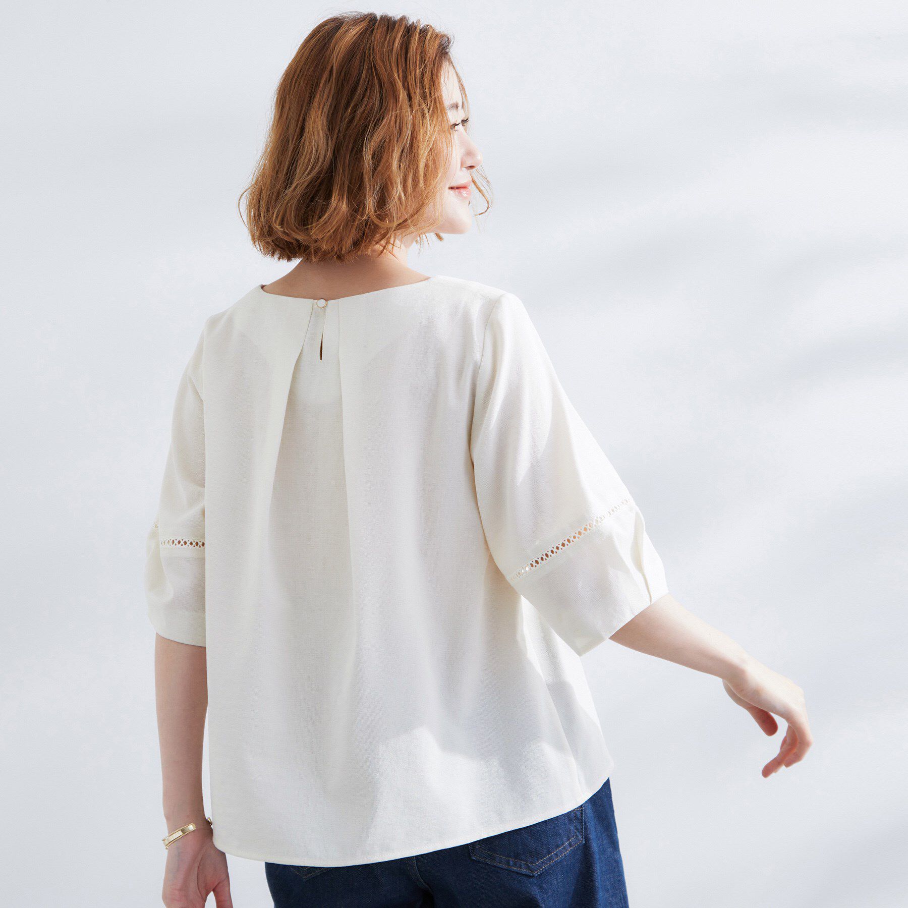 grove「お洒落に決まる 麻調袖コンシャスブラウス」|シャツ・ブラウス|