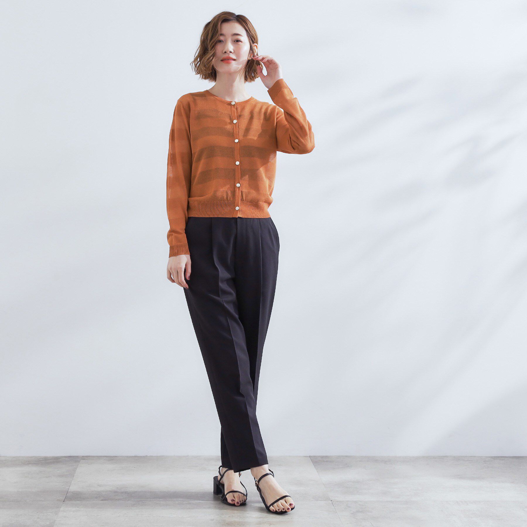 grove「シアーボーダーカーディガン」|カーディガン|