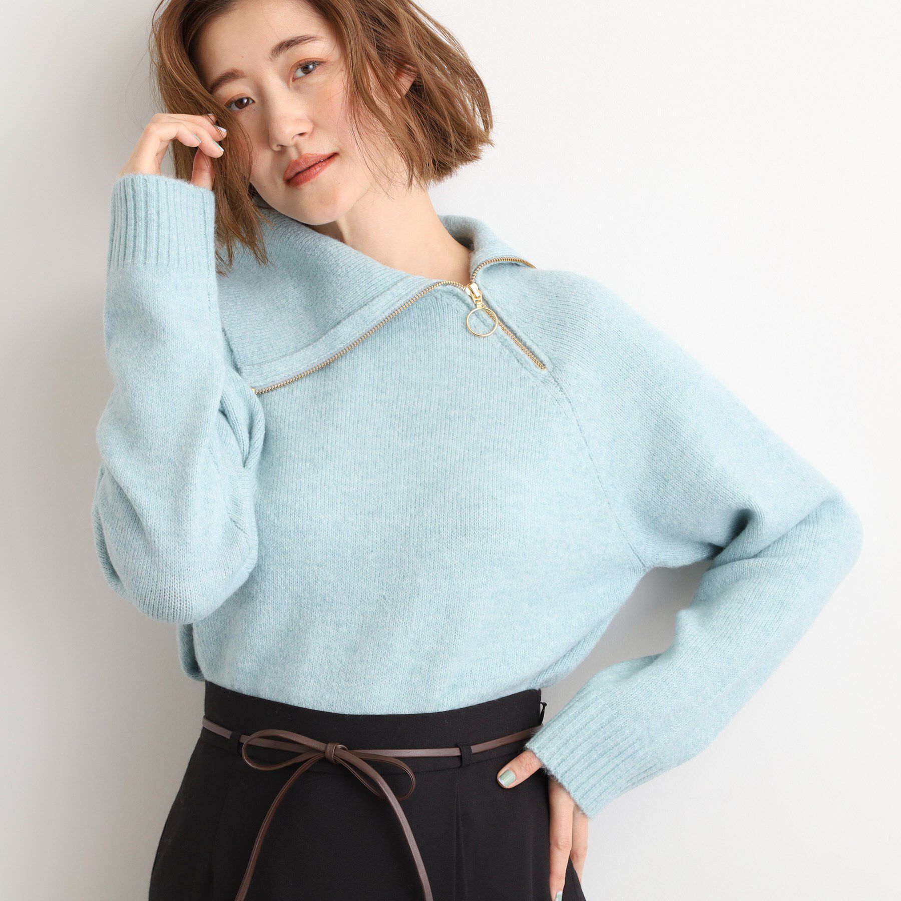 grove「サイドジップカラーニットプルオーバー」|ニット・セーター|