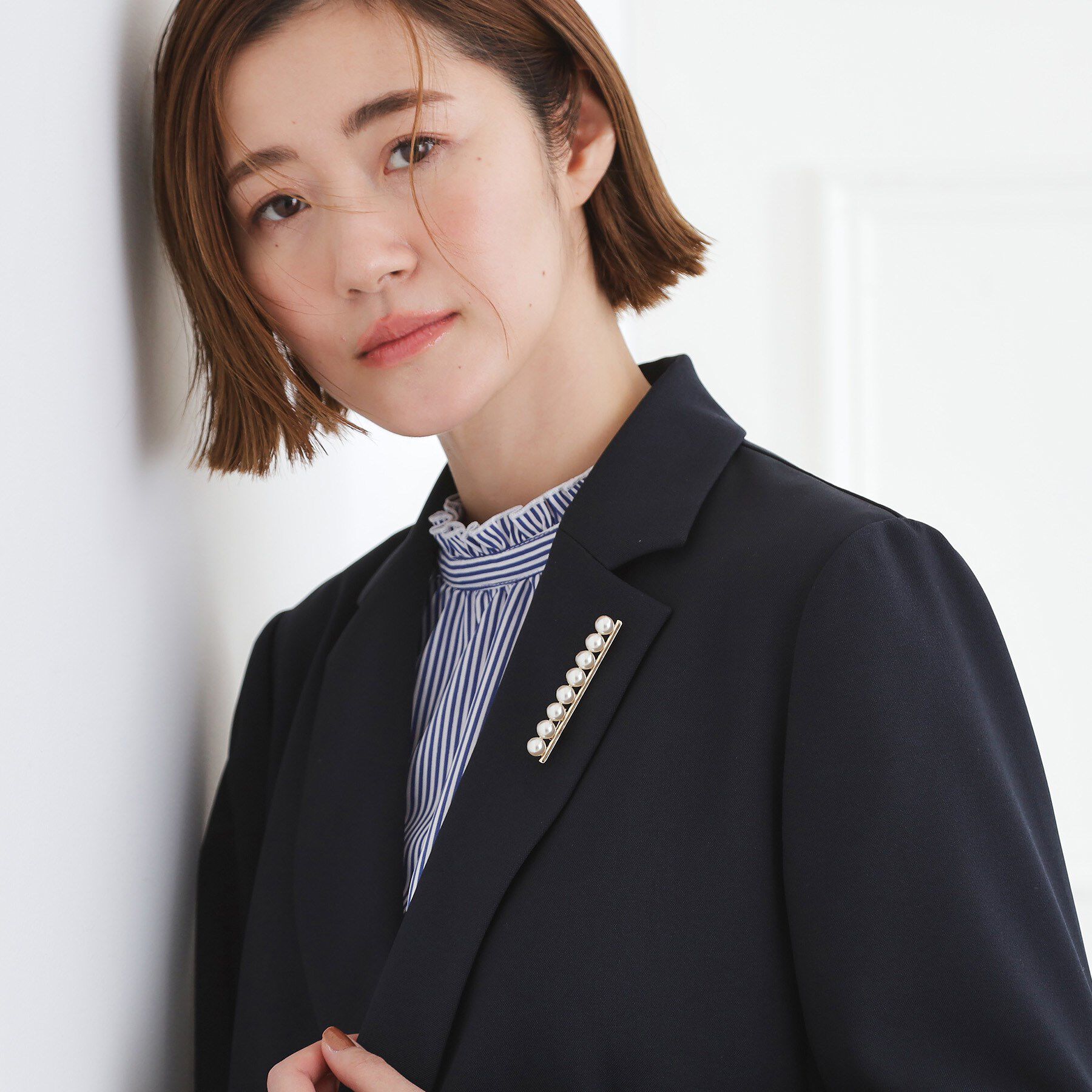 grove「ラインパール調ブローチ」|ブローチ・コサージュ|