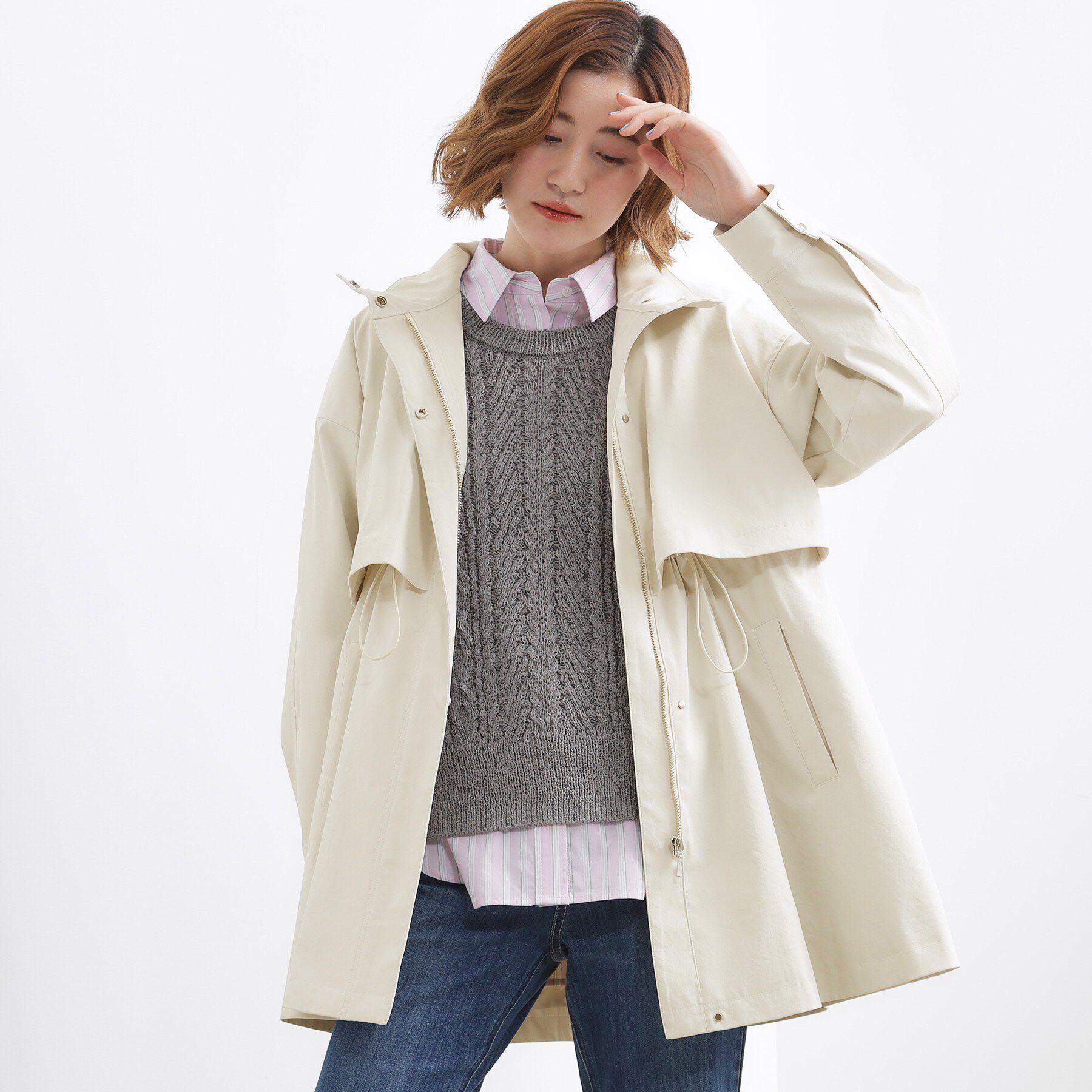 grove「【撥水／シルエット2WAY】羽織るだけでサマになる、スタンドネックテントラインコート」|その他|オフ(003)