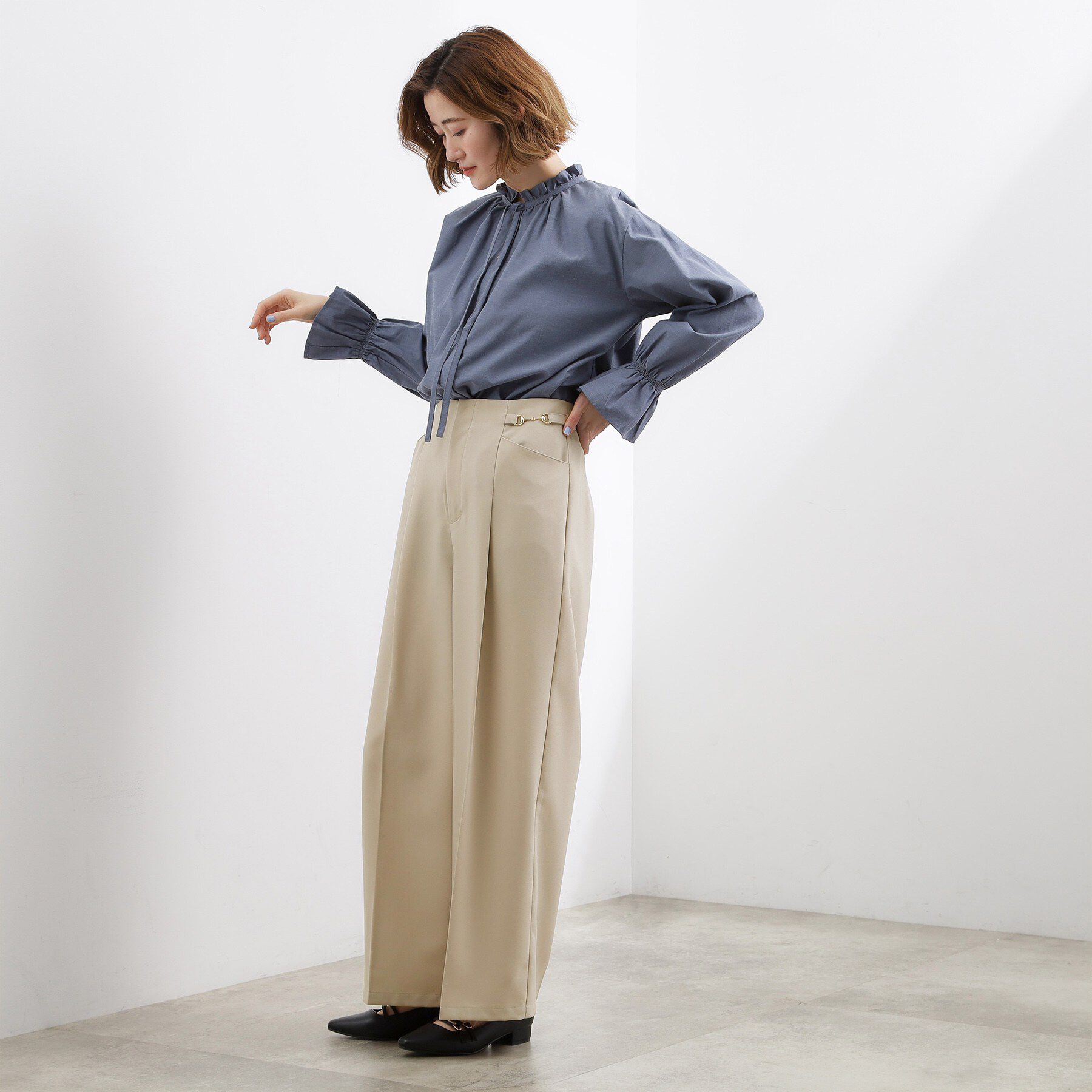 grove「シンプルを品よく格上げ　サイドビットワイドパンツ」|その他|