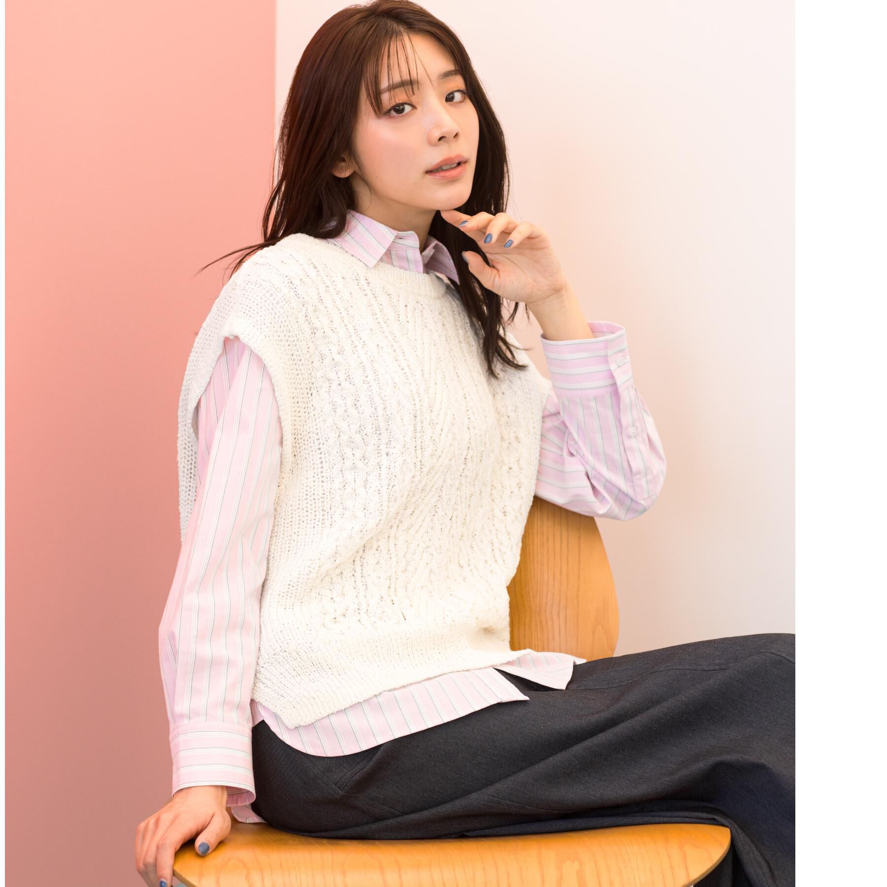 grove「リリヤーンケーブル ニットベスト」|ニット・セーター|