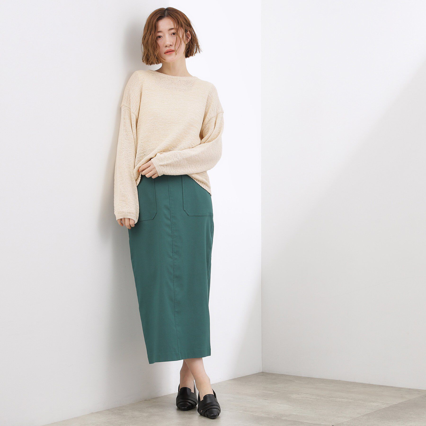 grove「【貴島明日香さん着用・大人のリラックススタイル】テープヤーン ボートネックニット」|ニット・セーター|