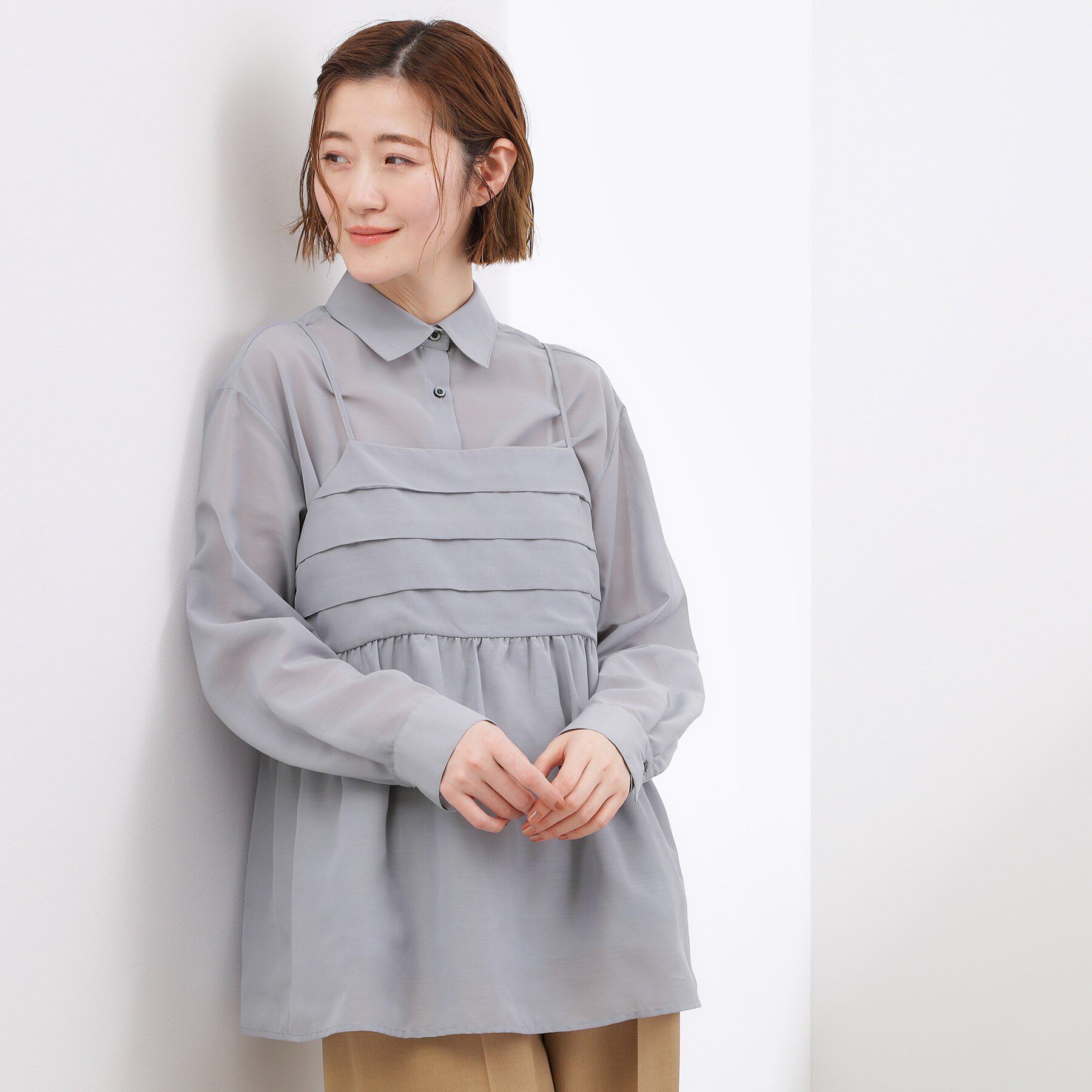 grove「【2点SET】今どきシアーシャツ＆キャミセット」|シャツ・ブラウス|