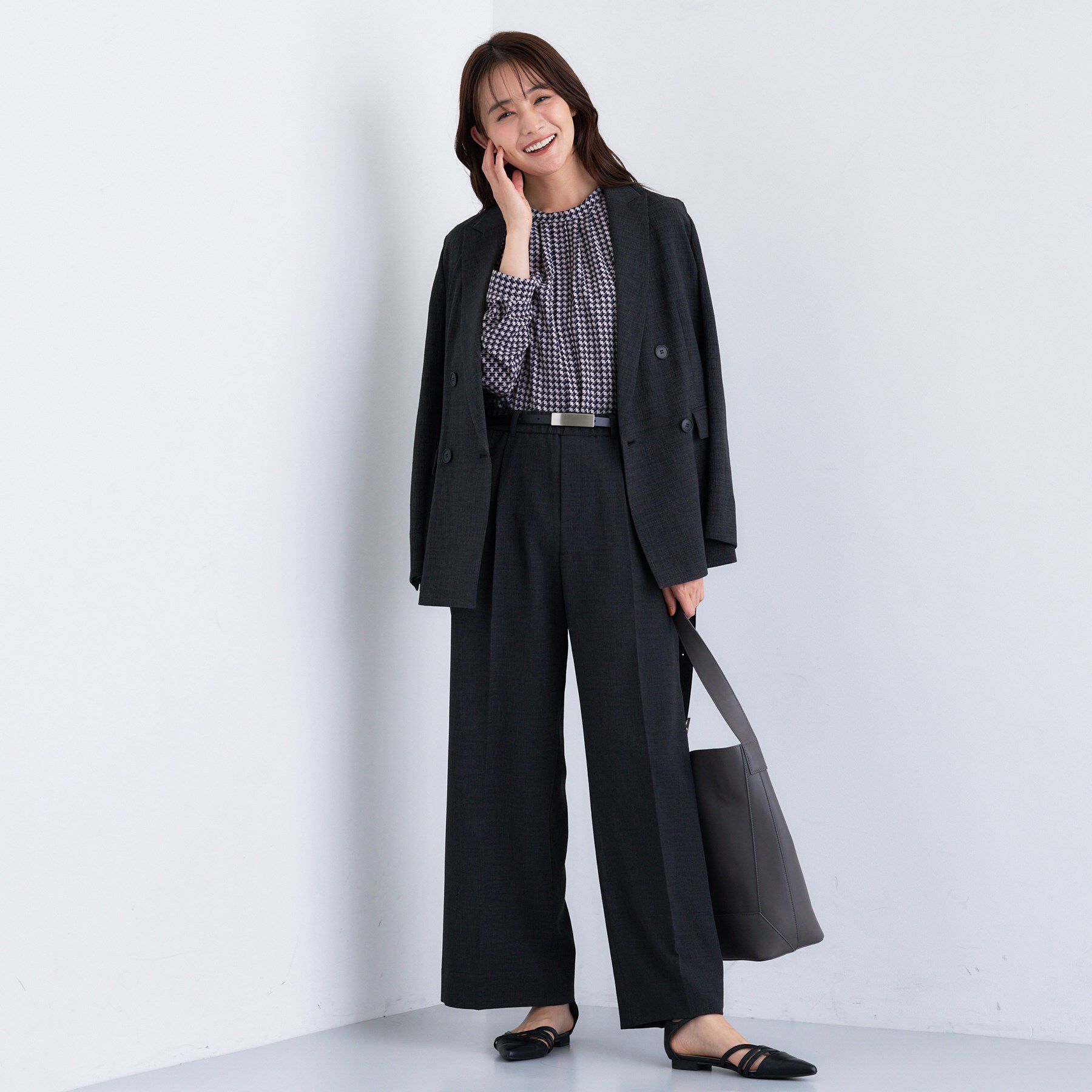 INDIVI「【通勤／オフィス】タックジョーゼットブラウス」|シャツ・ブラウス|