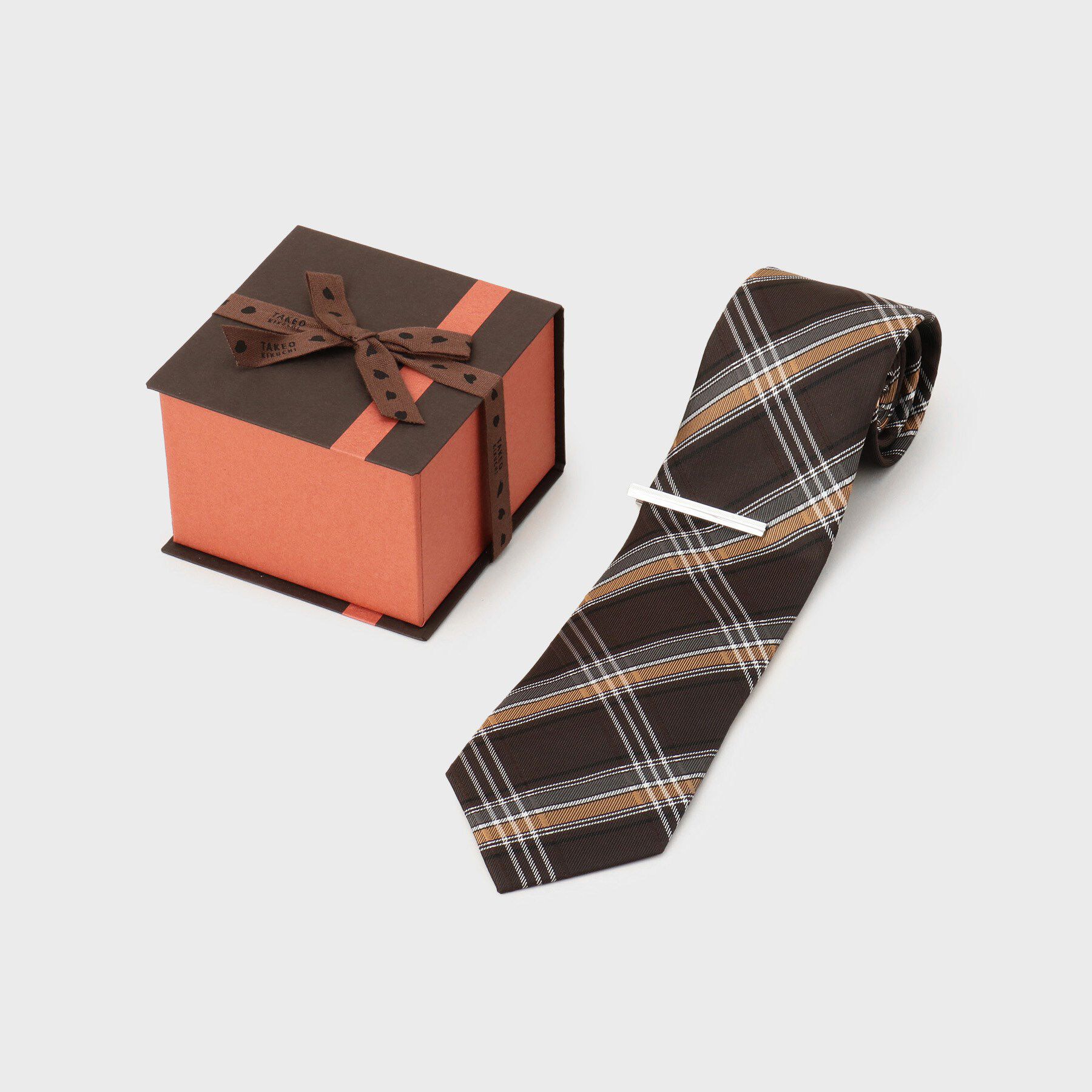 TAKEO KIKUCHI「【BOXセット】ベーシックネクタイ＆タイバー」|ネクタイ・蝶ネクタイ|ブラウン(243)