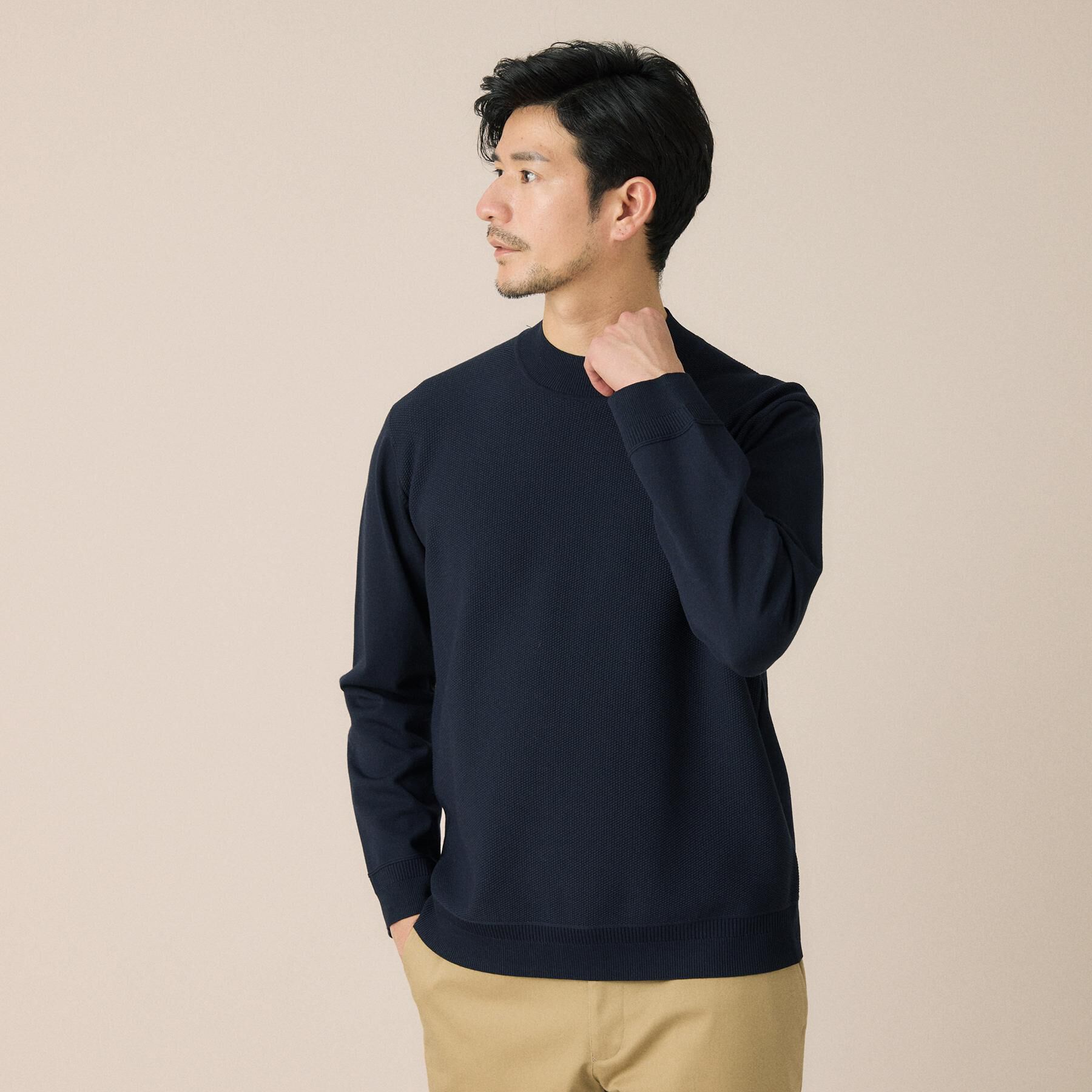TAKEO KIKUCHI「モックネック 鹿の子 ニット プルオーバー」|ニット・セーター|
