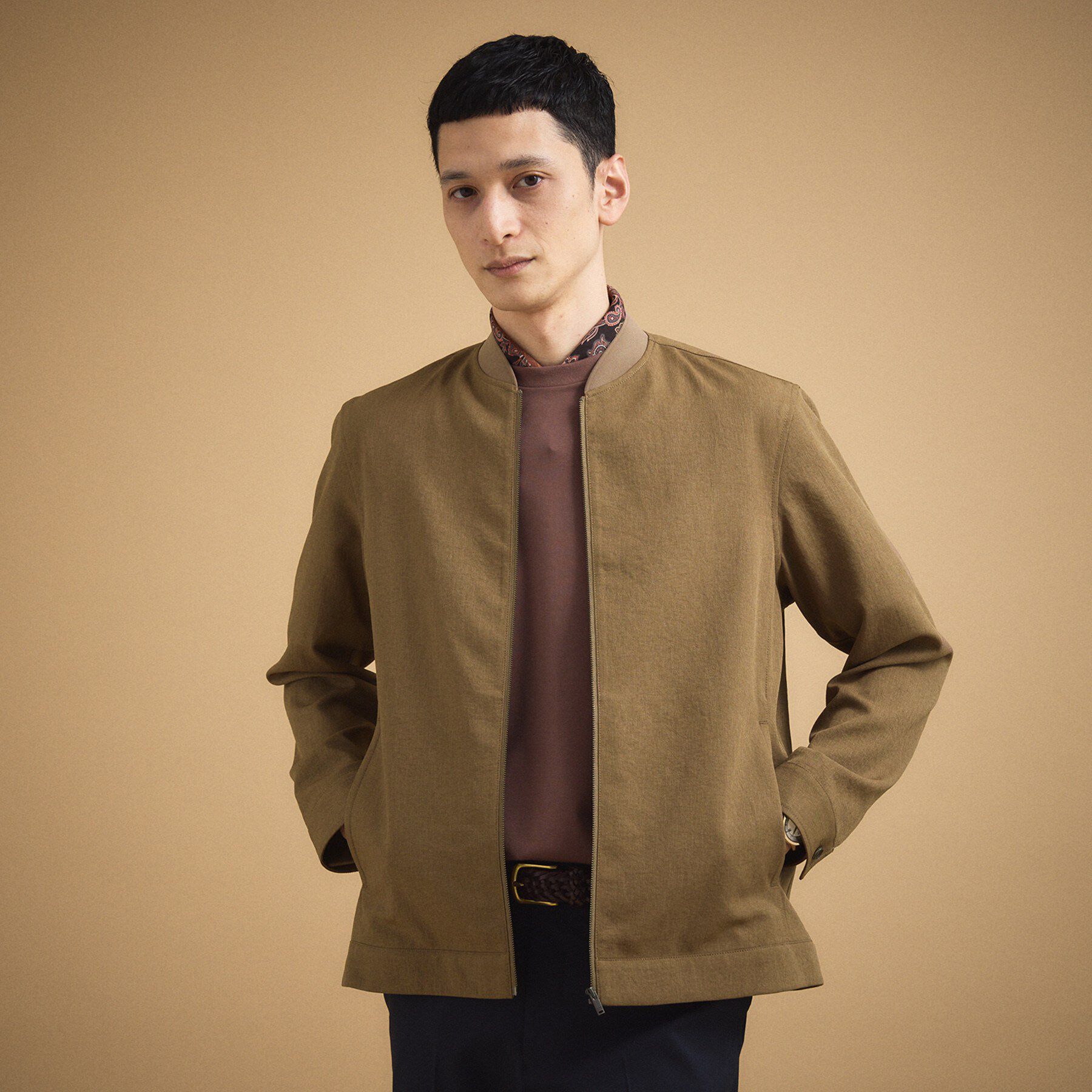 TAKEO KIKUCHI「リネンライクカルゼ リブブルゾン」|ブルゾン・スタジャン|