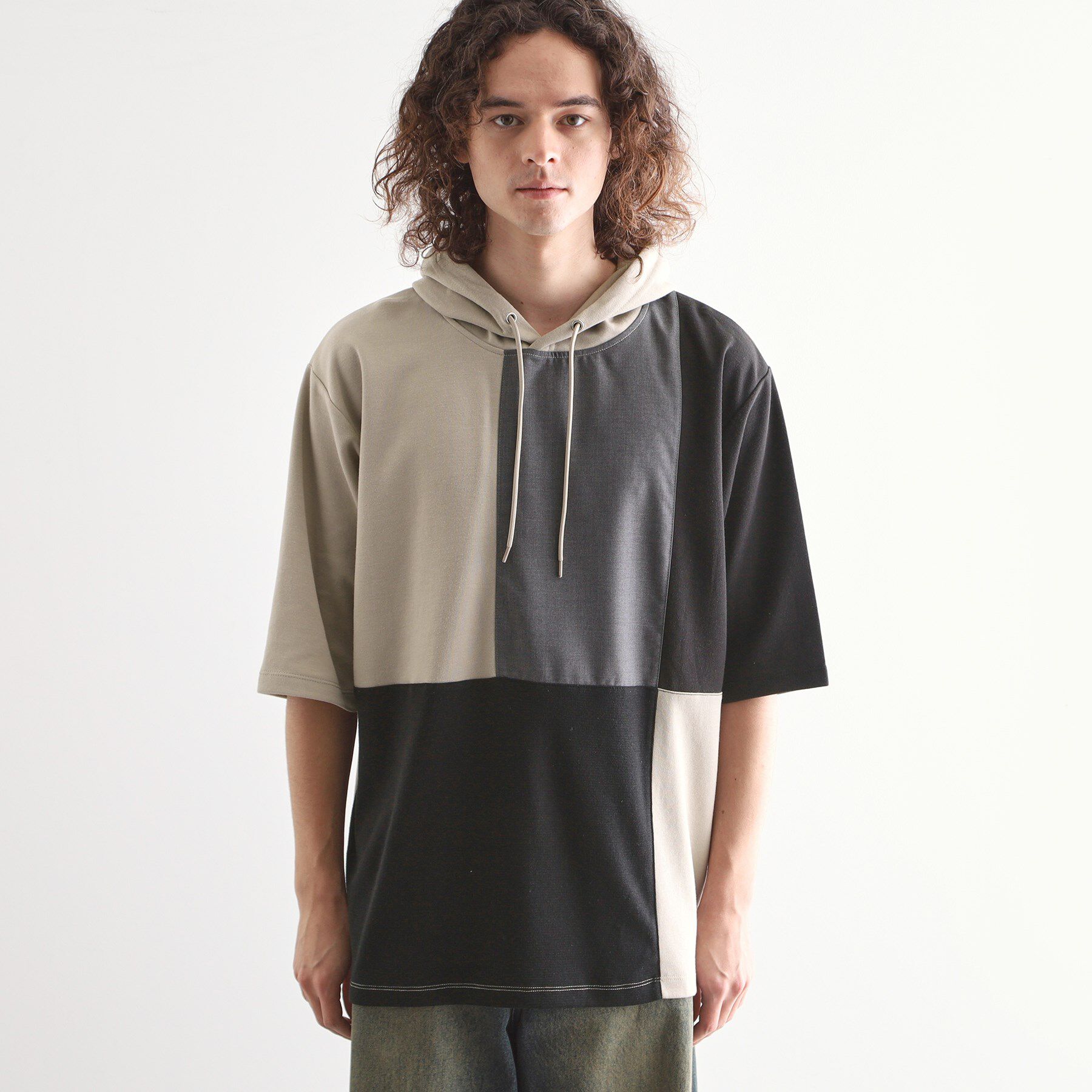 tk.TAKEO KIKUCHI「5分袖キリカエポンチフーディ」|パーカー|