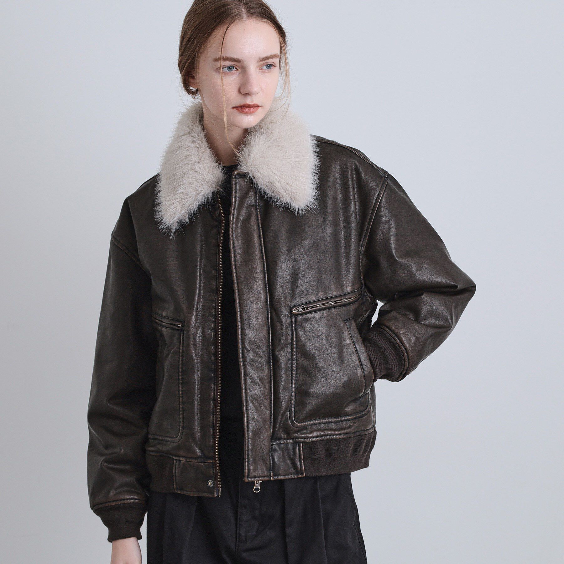 tk.TAKEO KIKUCHI「ヴィンテージライク衿フェイクファーブルゾン」|ブルゾン・スタジャン|