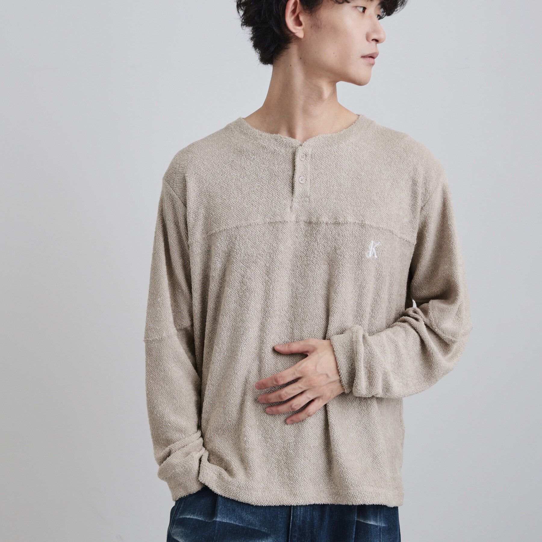 tk.TAKEO KIKUCHI「モールヘンリーネックカットソー」|Tシャツ・カットソー|ベージュ(052)