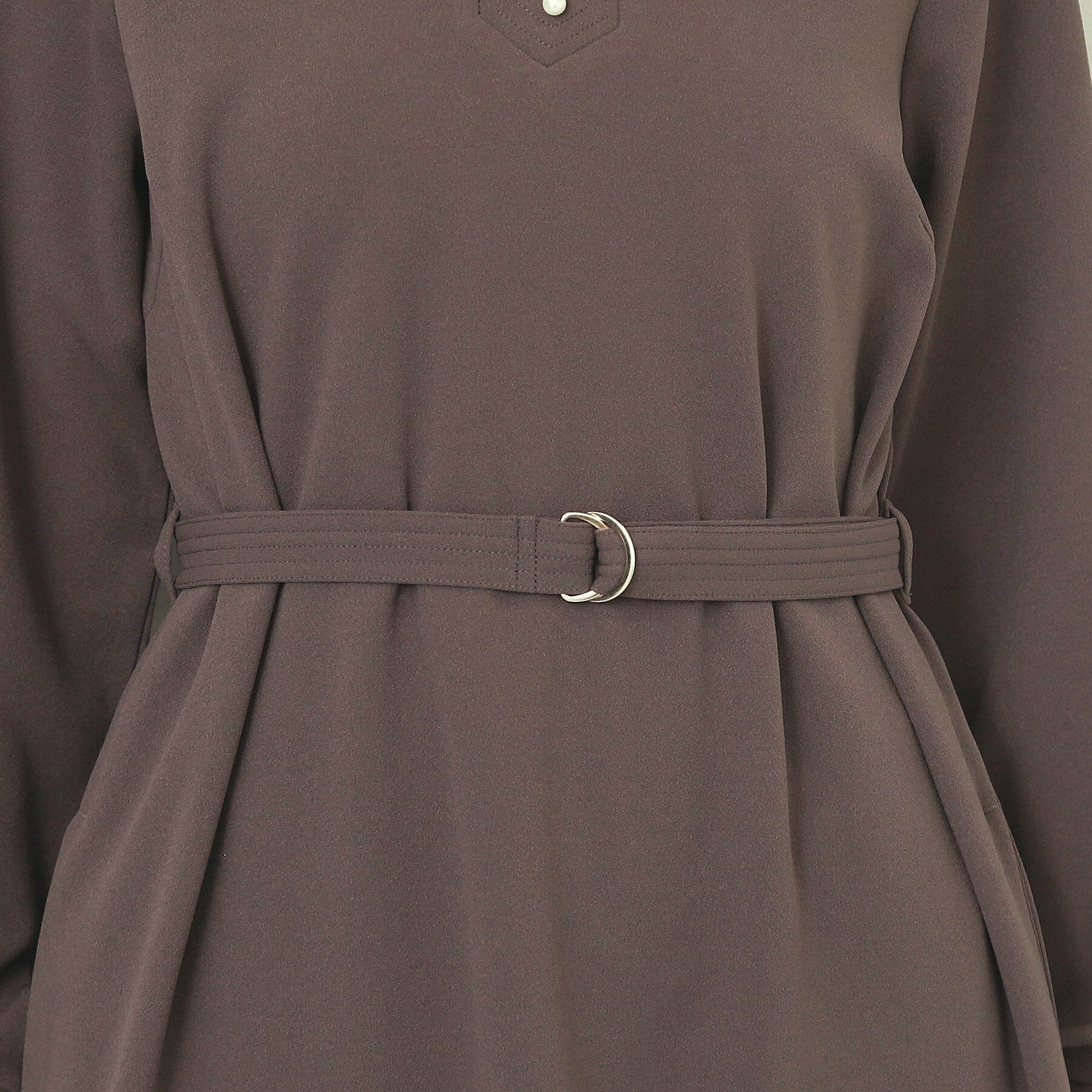 index「パール調ボタン付きキーネックワンピース【洗濯機OK】《S～3L》」|ワンピース|