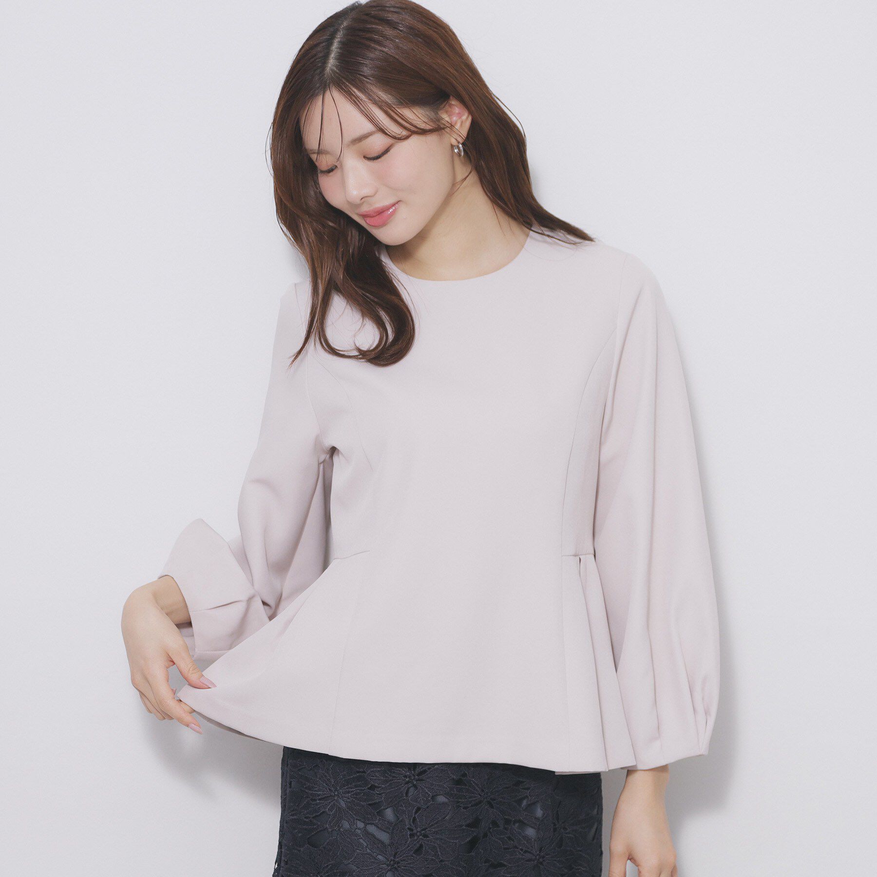 index「レース衿ペプラムブラウス【洗濯機OK/ストレッチ】」|シャツ・ブラウス|