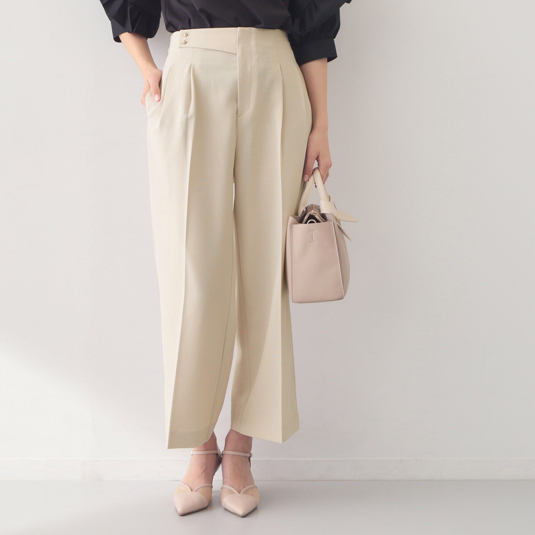 index「ストレッチ2タックワイドパンツ/セットアップ対応可【洗濯機OK/接触冷感/吸水速乾/防シワ】」|その他|グレージュ(050)