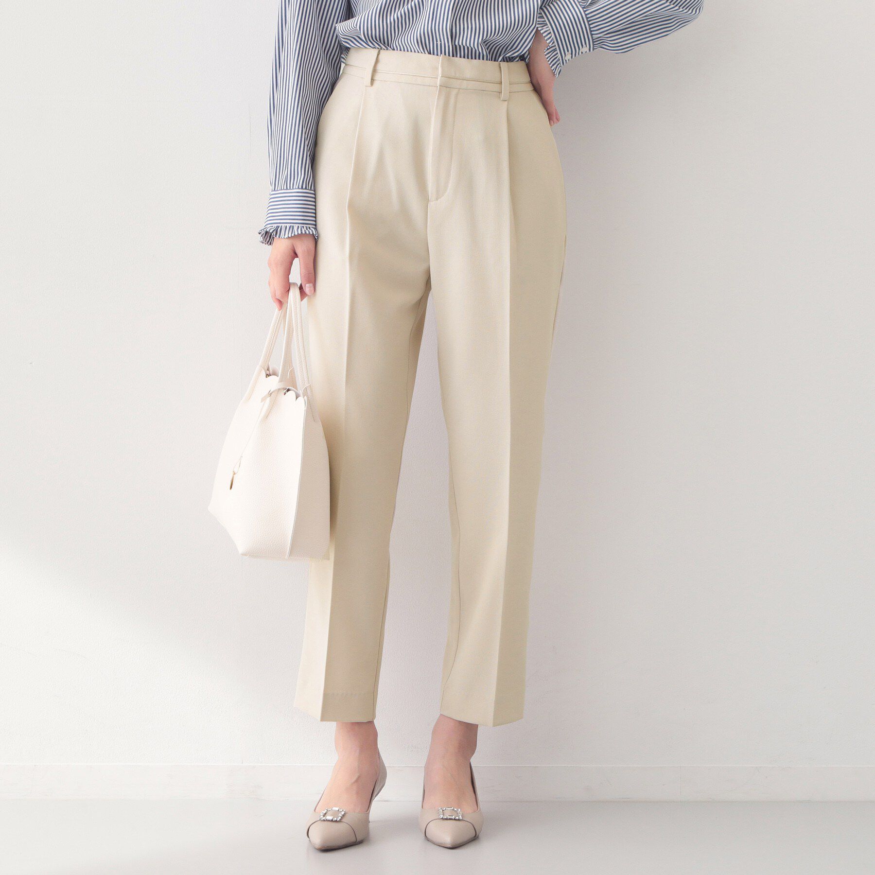 index「ストレッチテーパードパンツ/セットアップ対応可【洗濯機OK/接触冷感/吸水速乾/防シワ】《SS～LL」|その他|グレージュ(050)