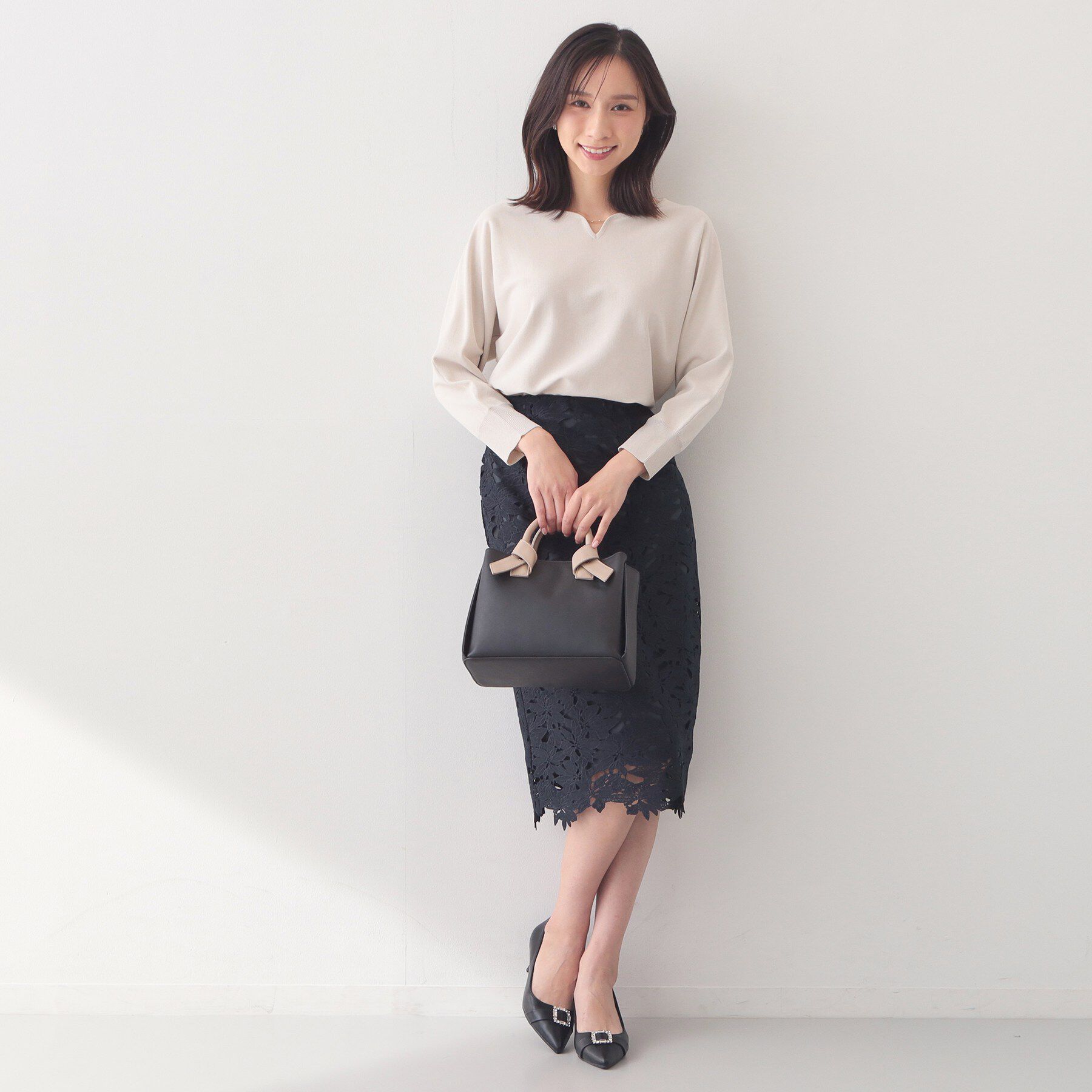 index「フロントパーツ付きドルマンスリーブニット【洗濯機OK/抗ピル】《7col》」|ニット・セーター|