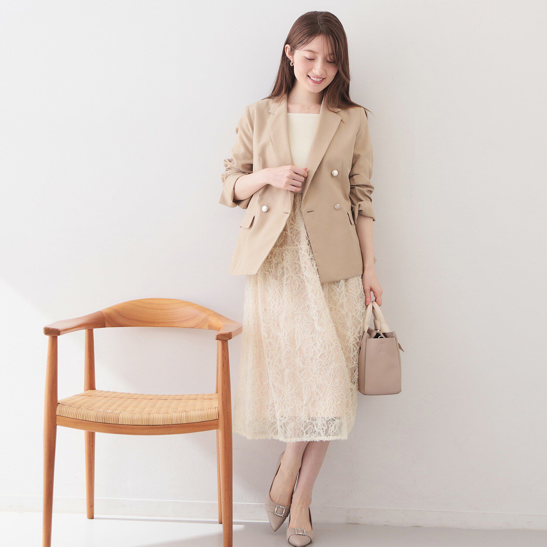 index「《ツインセット》カーディガン&times;ニットドッキングワンピース【洗濯機OK】」|スーツ|