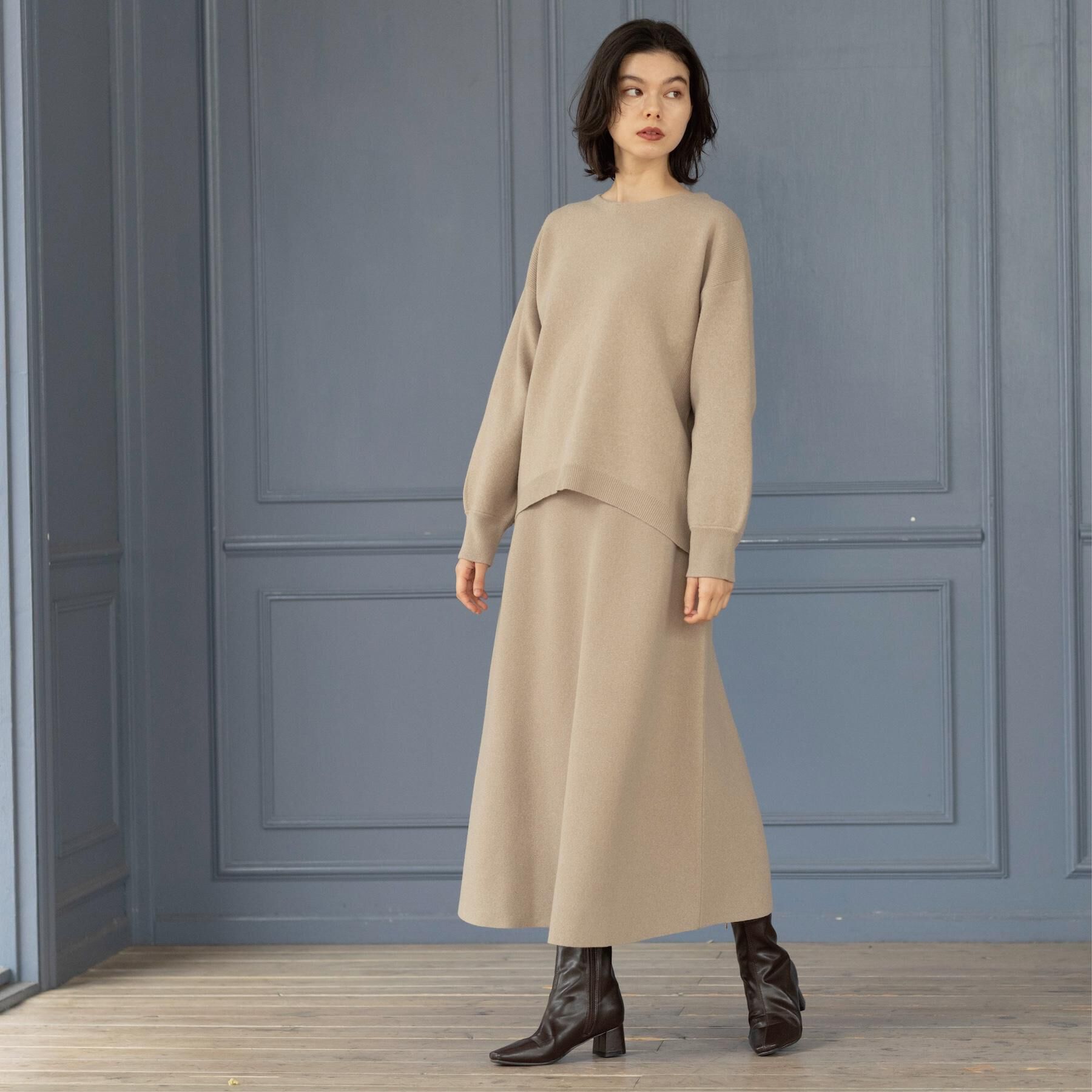 OPAQUE.CLIP「サイド編地切替ニットトップス/セットアップ対応【洗濯機OK】」|ニット・セーター|