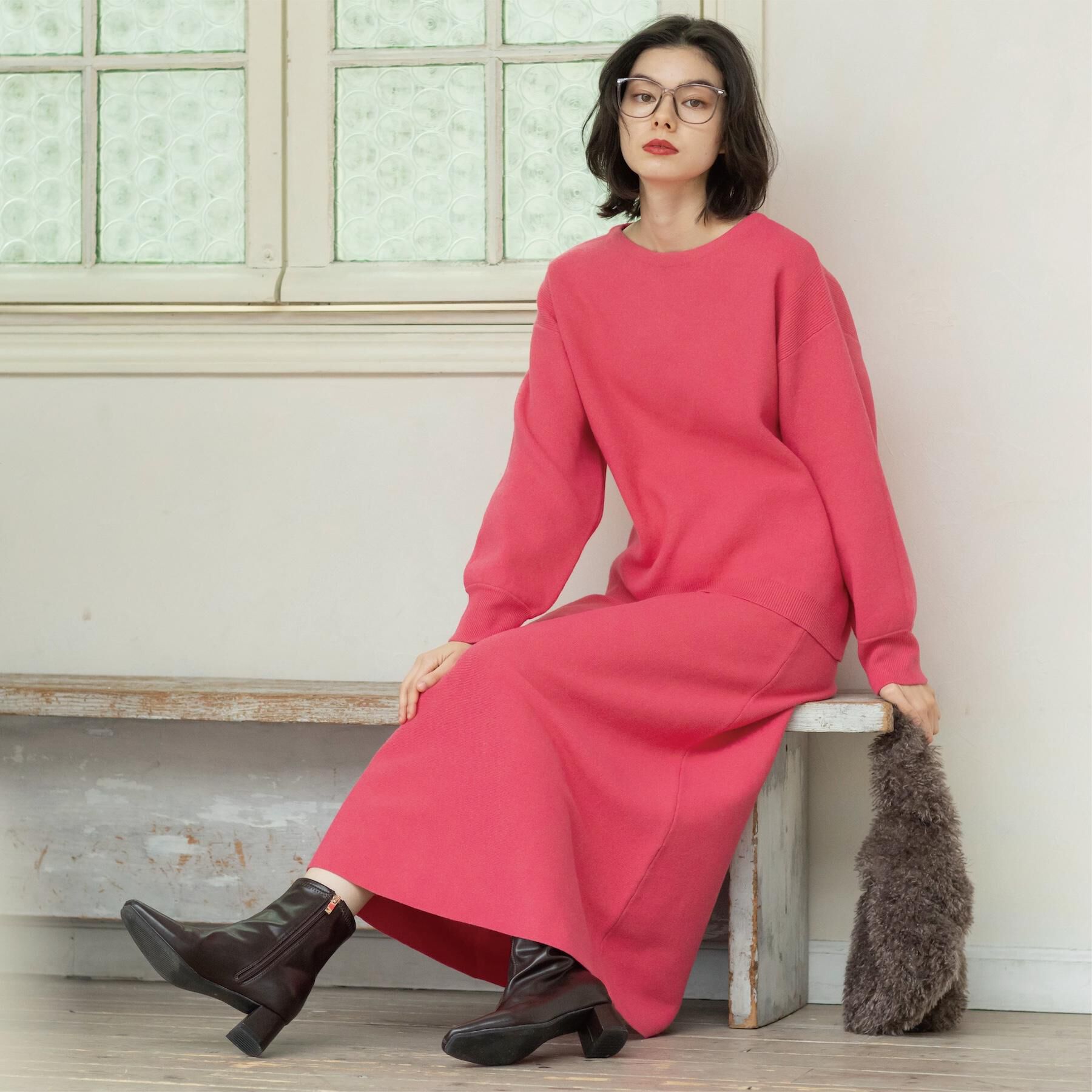 OPAQUE.CLIP「サイド編地切替ニットトップス/セットアップ対応【洗濯機OK】」|ニット・セーター|