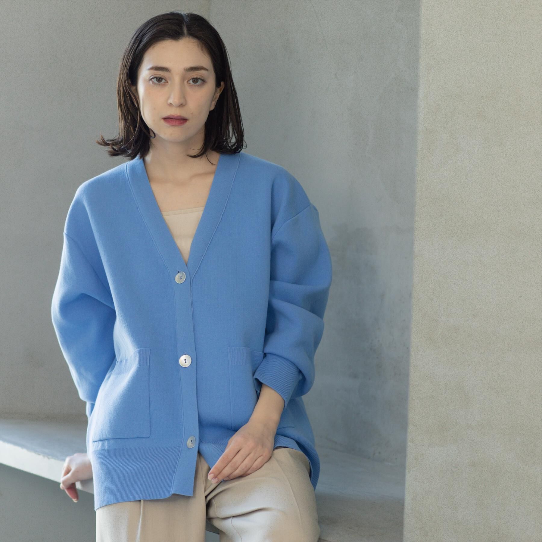 OPAQUE.CLIP「Vネックミドルニットカーディガン【洗濯機OK】」|カーディガン|