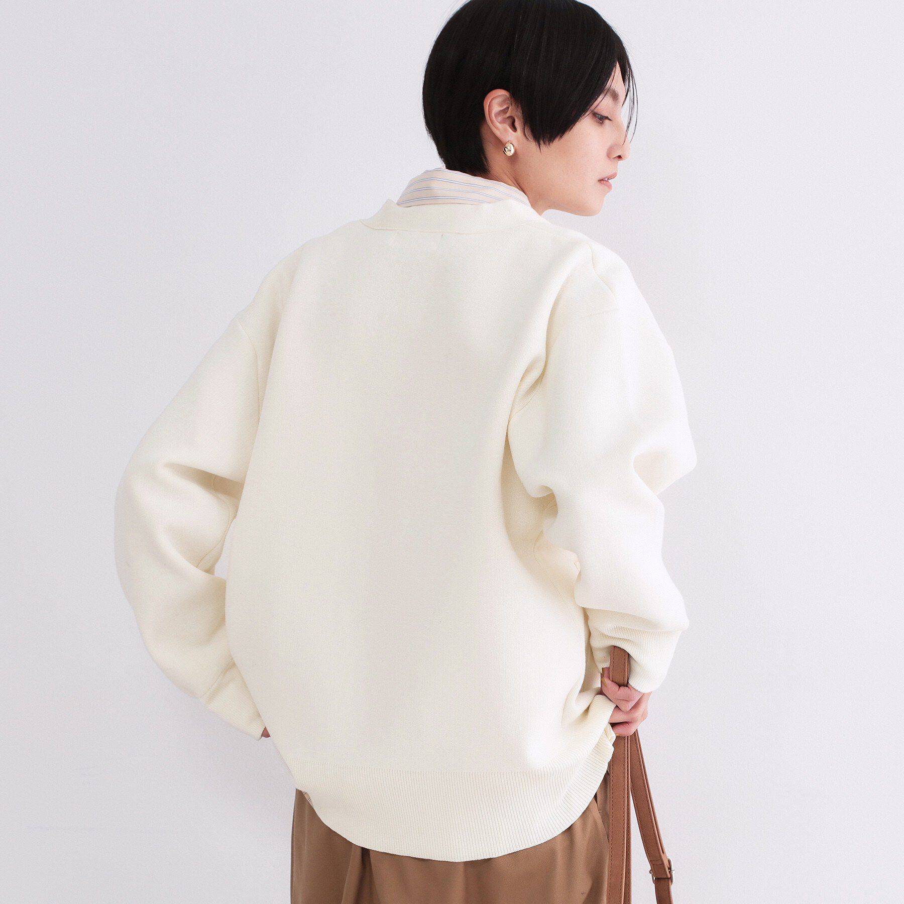 OPAQUE.CLIP「Vネックミドルニットカーディガン【洗濯機OK】」|カーディガン|