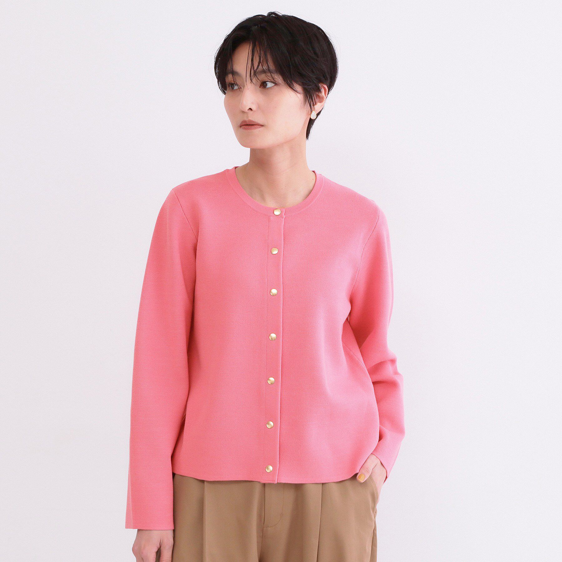 OPAQUE.CLIP「スナップボタンニットカーディガン【洗濯機OK/抗ピル】」|カーディガン|