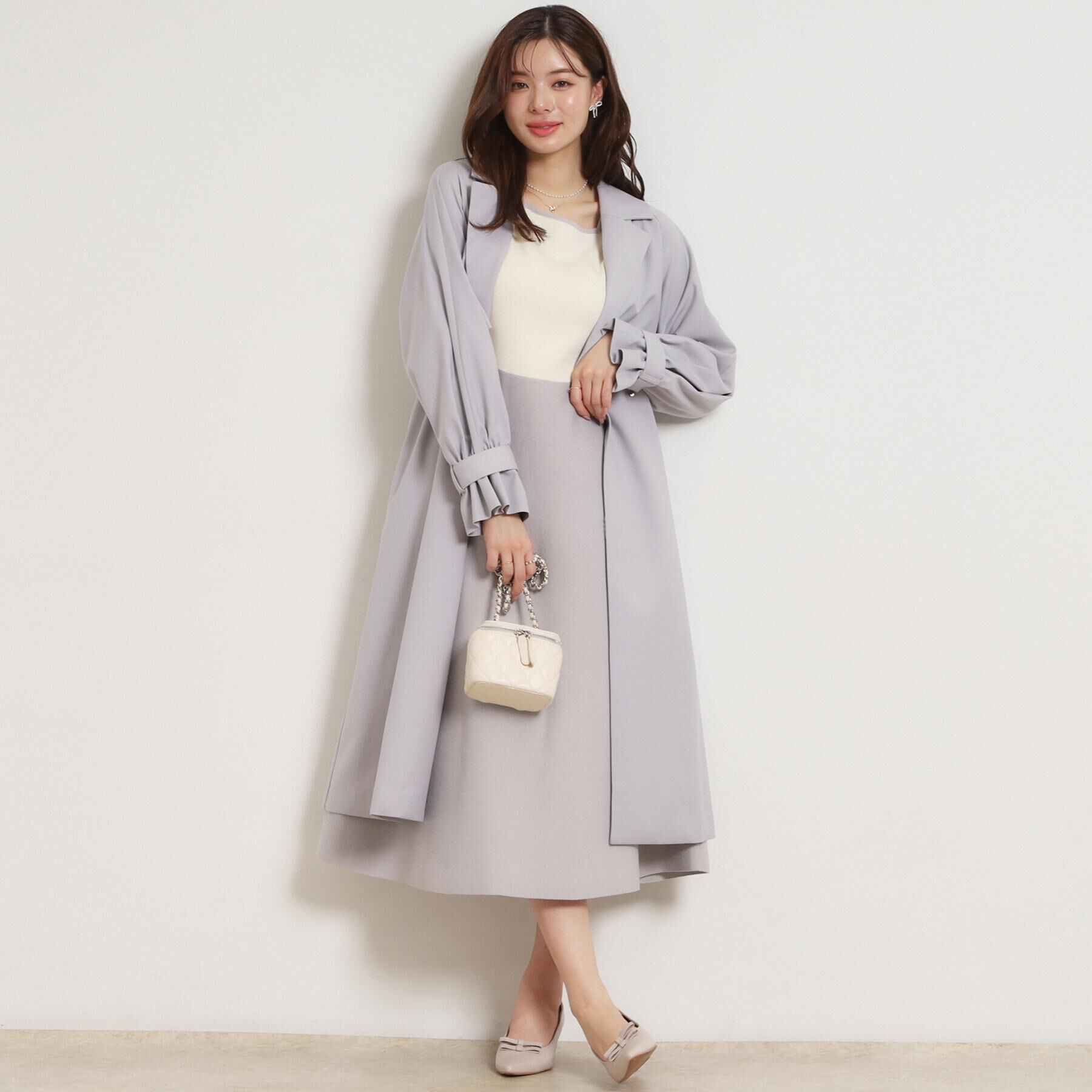 Couture broach「【ハレの日・通勤】スクエアネック バイカラー ニットワンピース」|ワンピース|