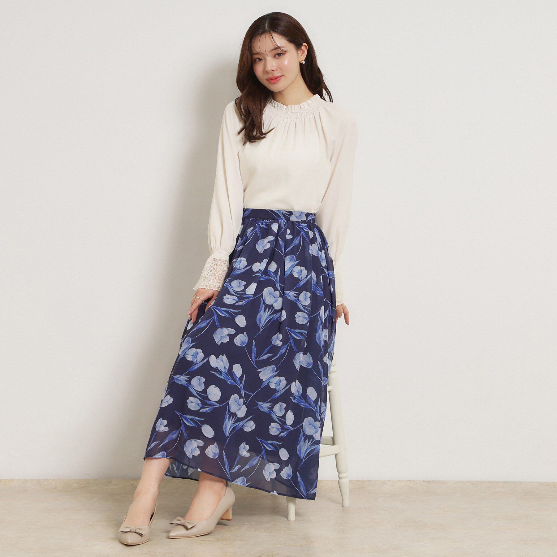 Couture broach「【通勤・着映え】レースカフス ピコシャーリング バックリボンブラウス」|シャツ・ブラウス|