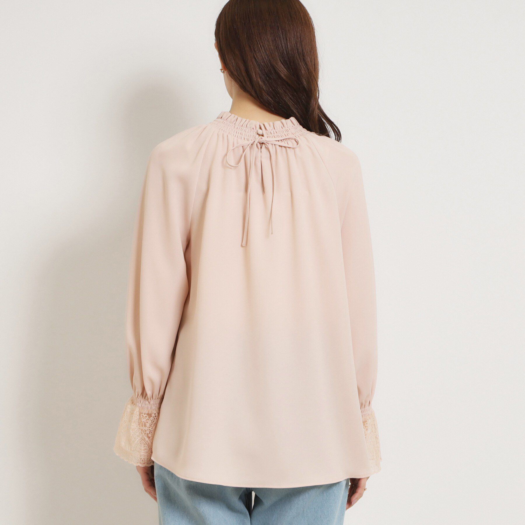 Couture broach「【通勤・着映え】レースカフス ピコシャーリング バックリボンブラウス」|シャツ・ブラウス|