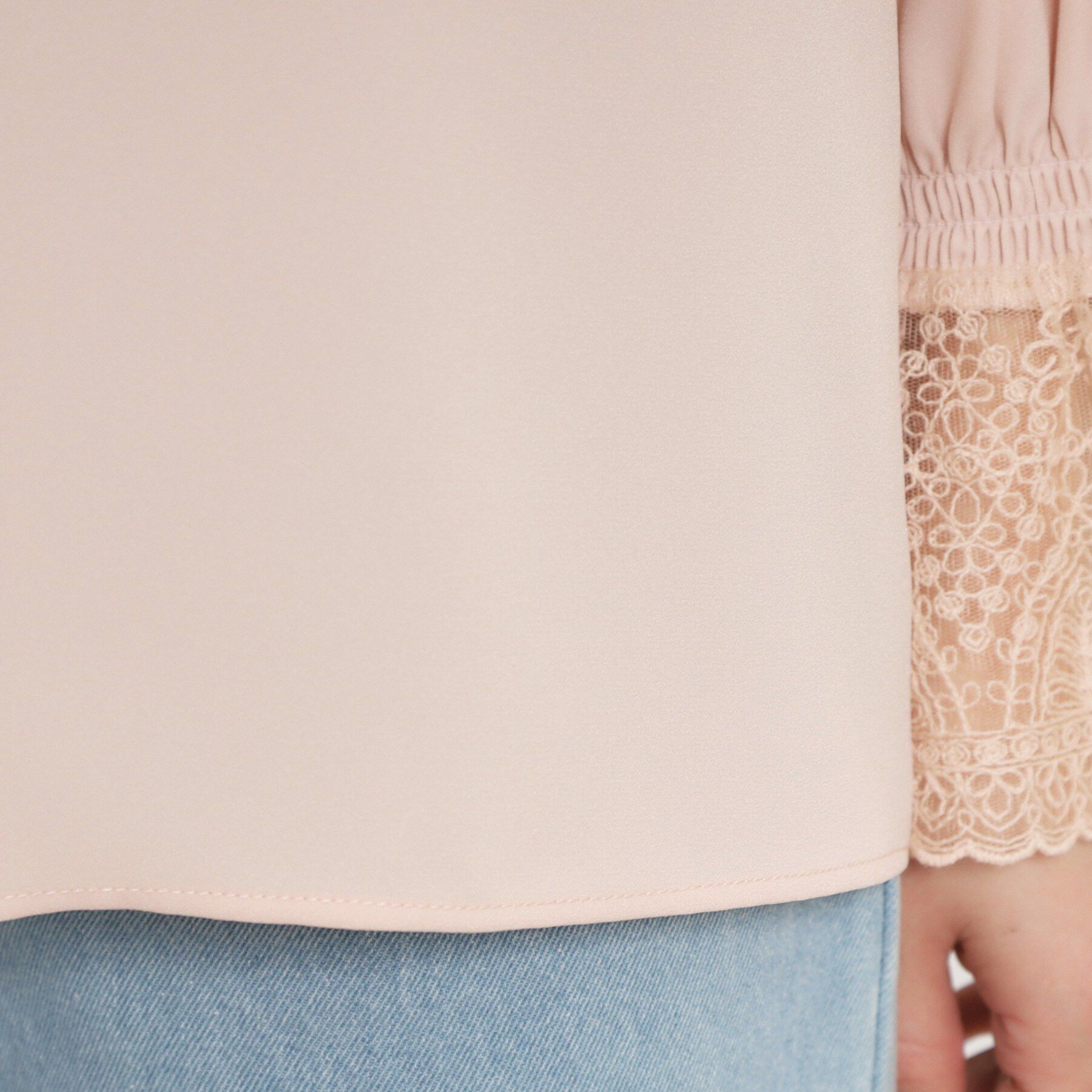 Couture broach「【通勤・着映え】レースカフス ピコシャーリング バックリボンブラウス」|シャツ・ブラウス|