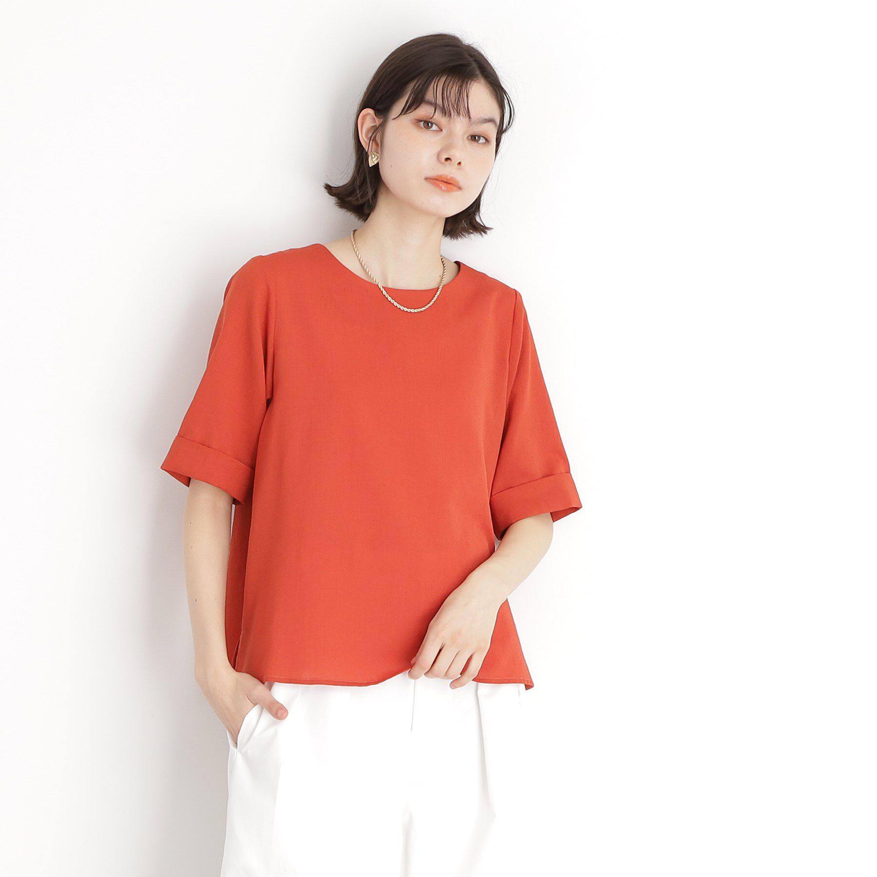 THE SHOP TK「麻調ブラウス【シワになりにくい/洗える】」|シャツ・ブラウス|