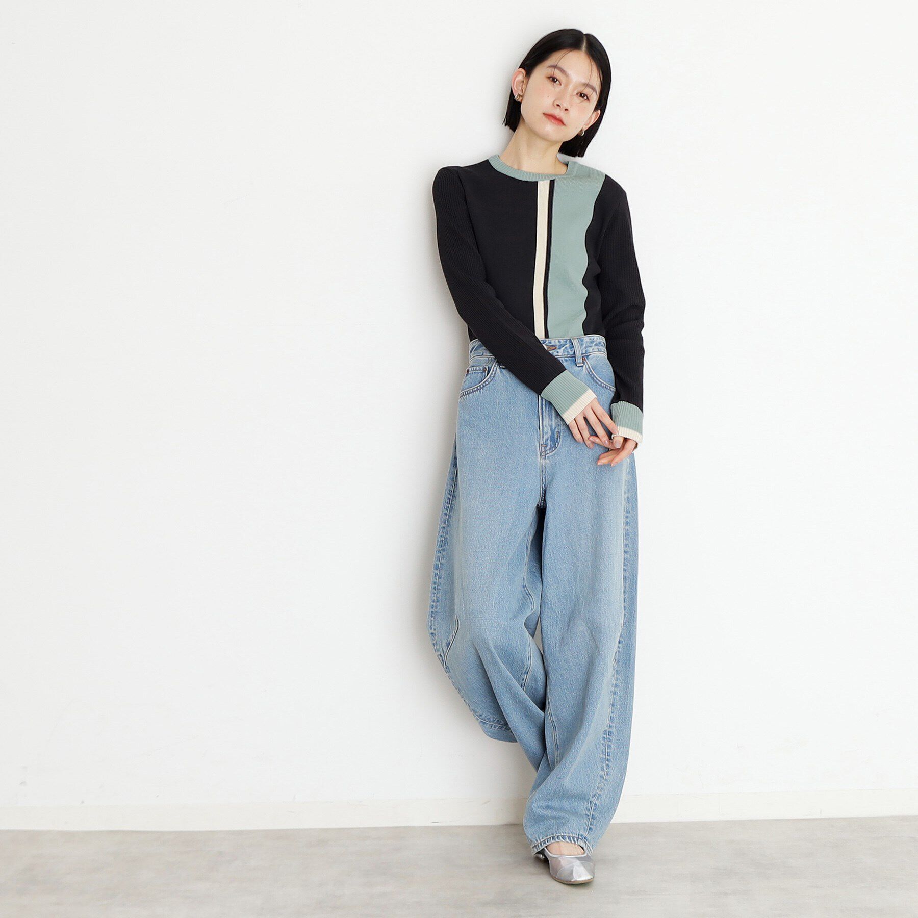 THE SHOP TK「配色リブニット【洗える】」|ニット・セーター|