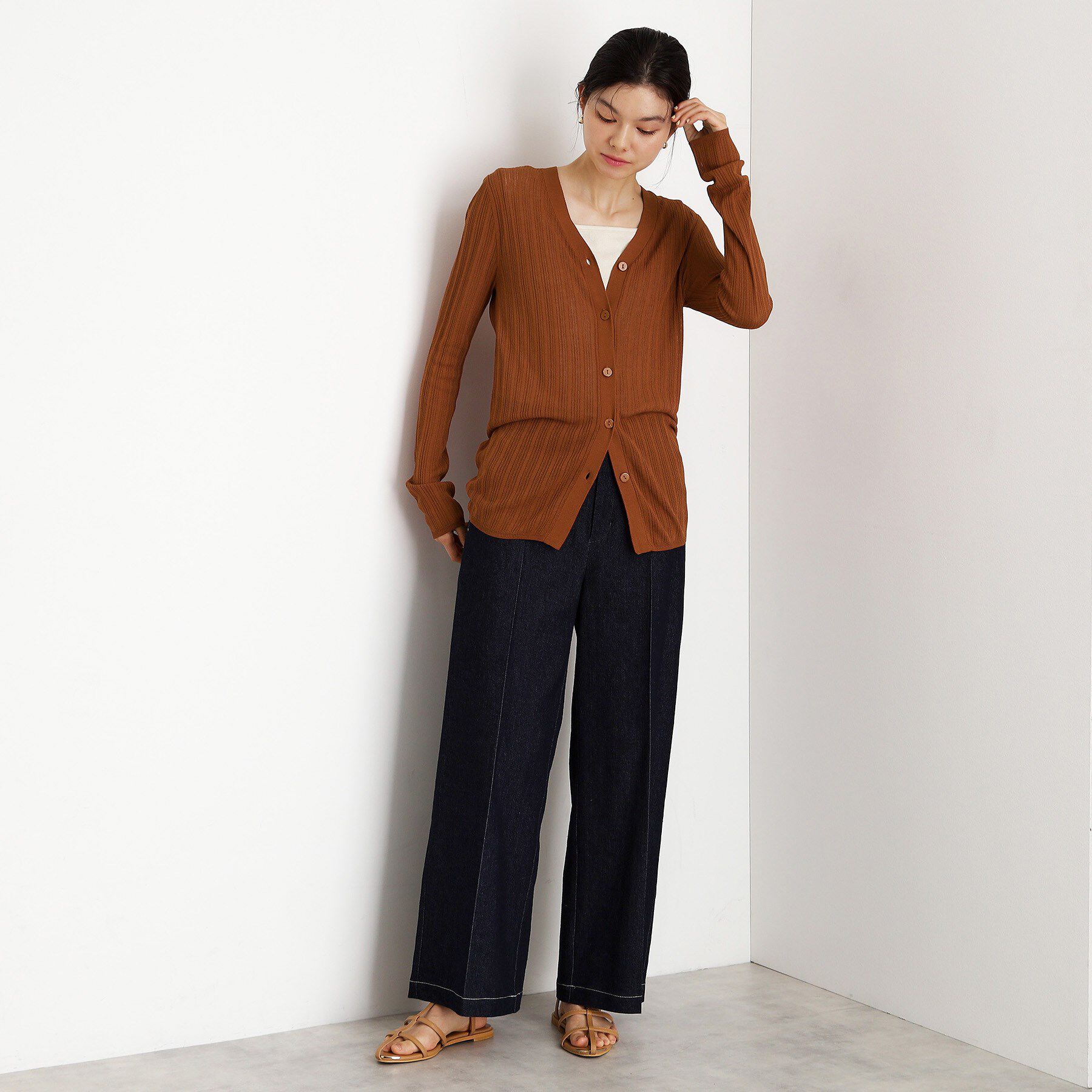 THE SHOP TK「ランダムリブカーディガン【洗濯機OK】」|カーディガン|