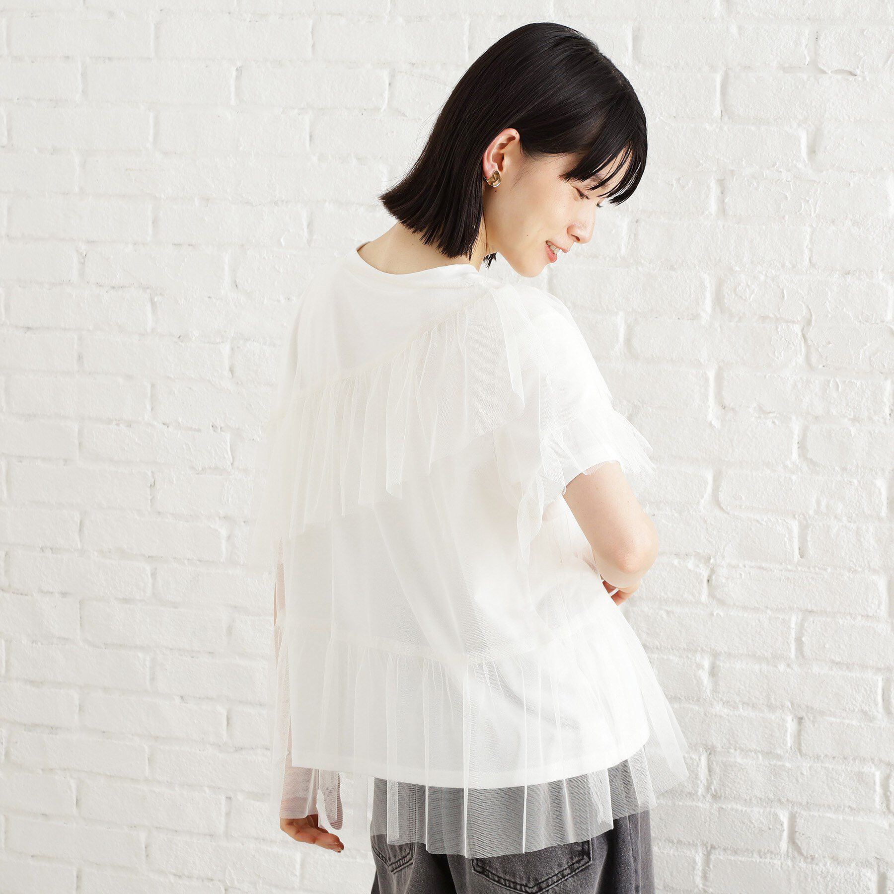 THE SHOP TK「【セットアイテム】チュール&times;ロゴTシャツ/洗える」|Tシャツ・カットソー|