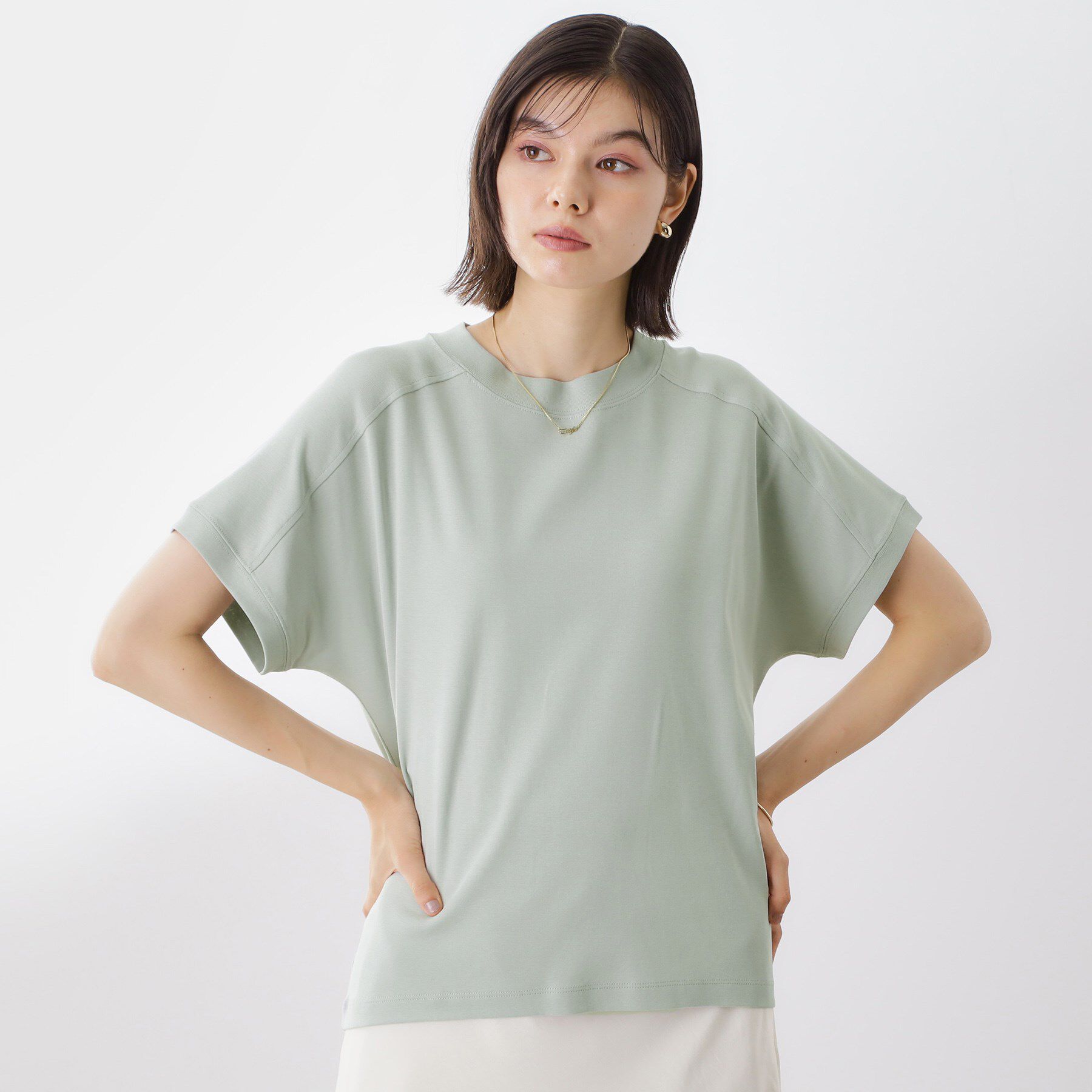 THE SHOP TK「【汗染み防止】ラグランスリーブTシャツ【洗濯機OK/UVケア】」|Tシャツ・カットソー|サックスブルー(09
