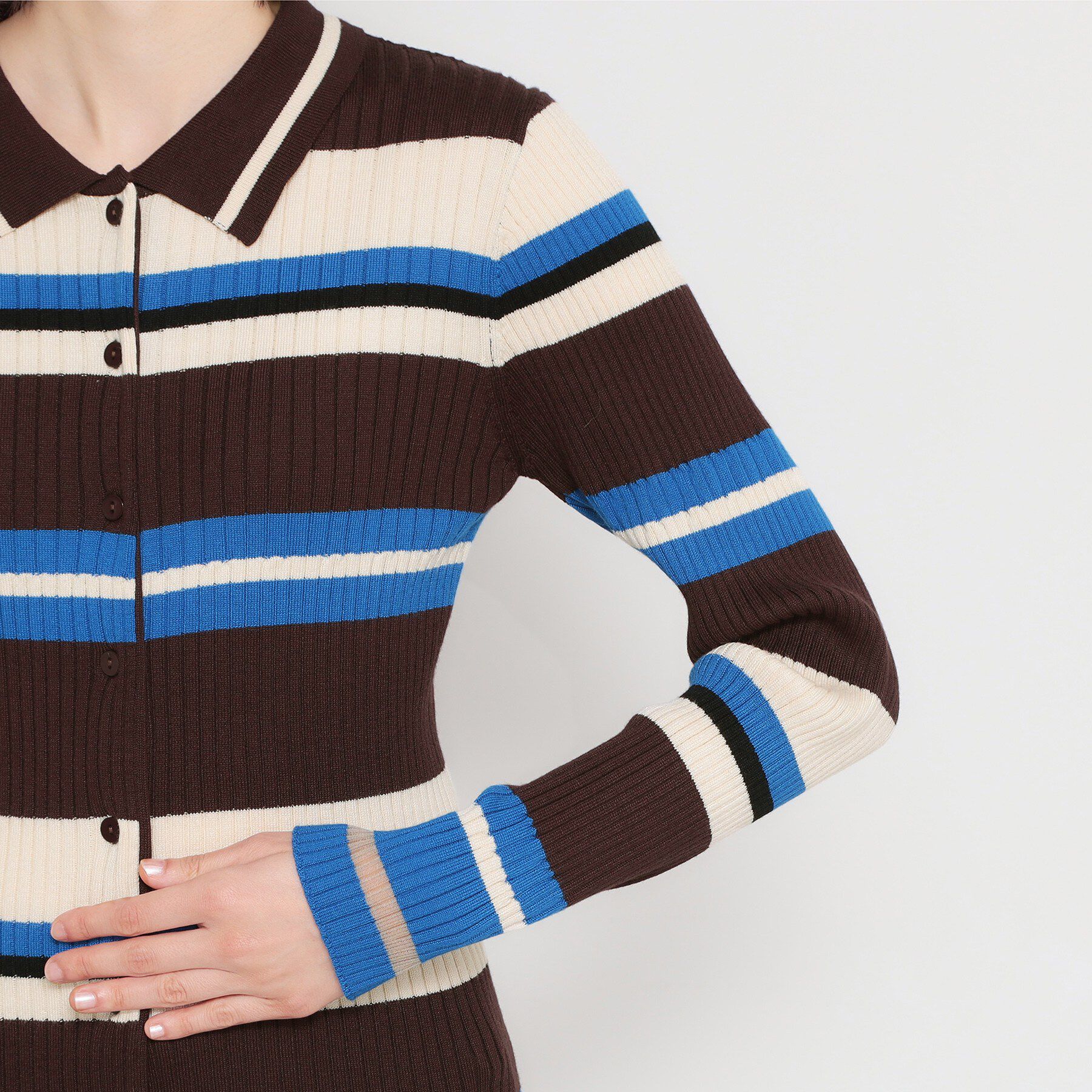 THE SHOP TK「衿付マルチボーダーニット」|ニット・セーター|