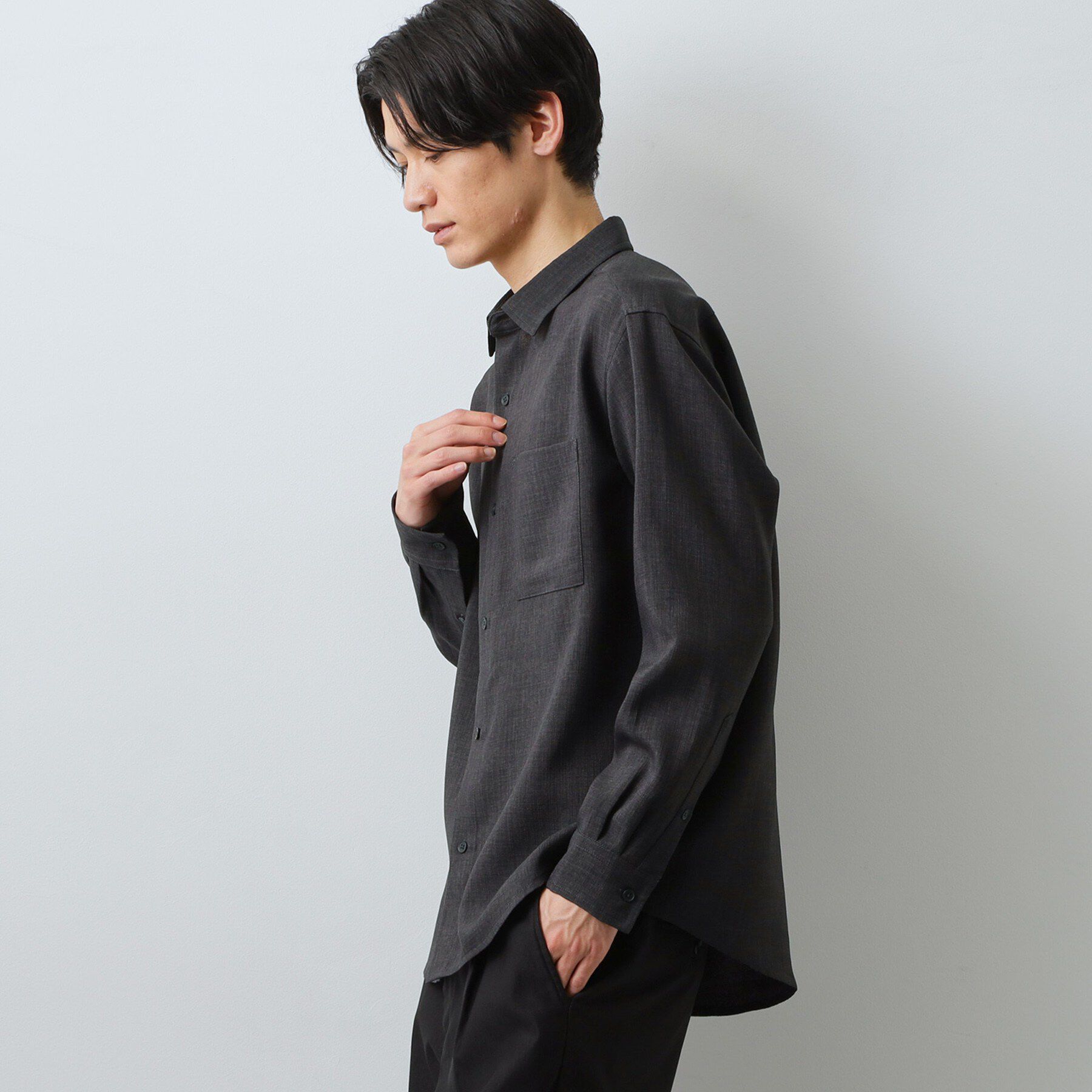 THE SHOP TK「【LINO FINE】リネンライク 長袖シャツ UVカット　イージーケア　吸水速乾　洗濯機OK」|シャツ・ブラウス|