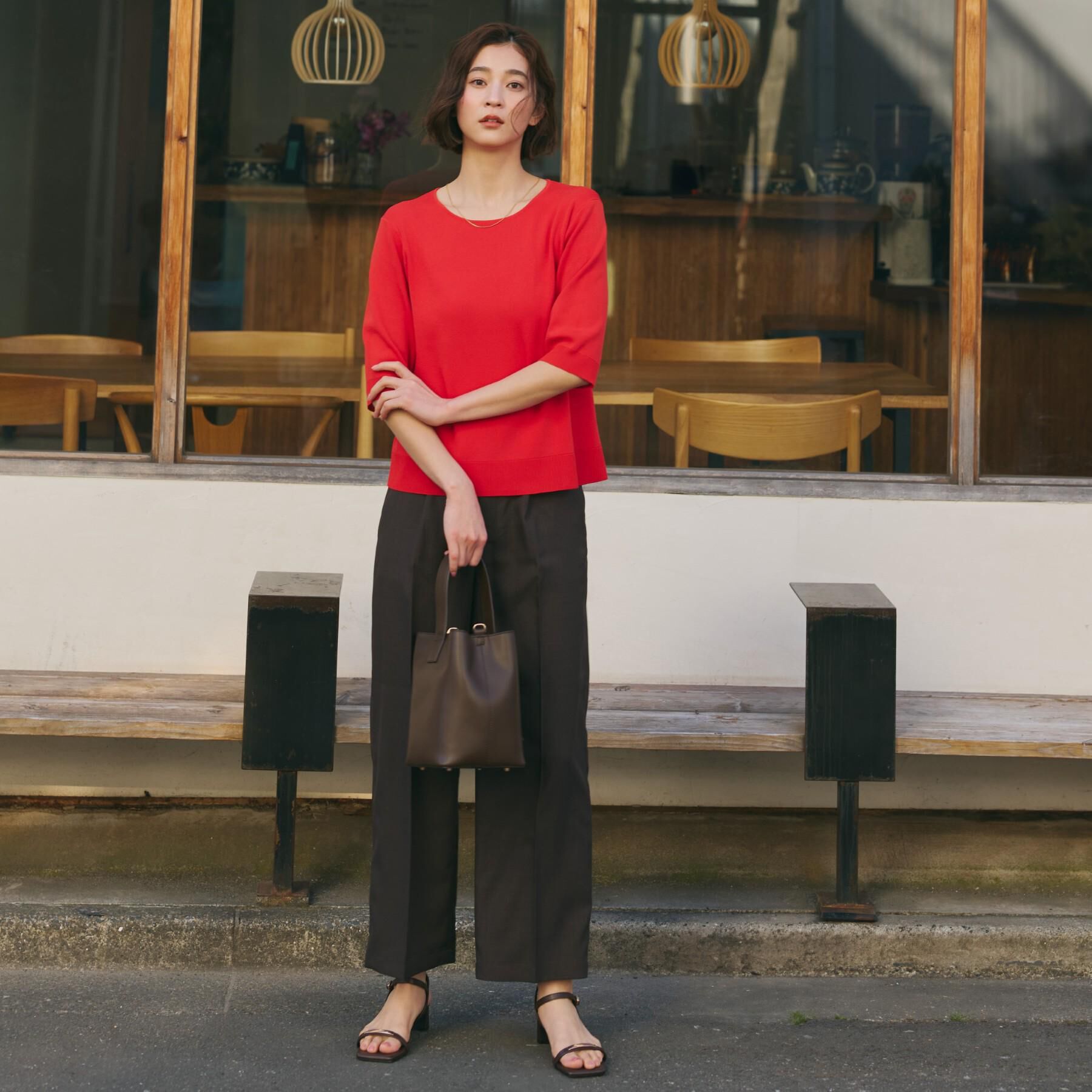 THE SHOP TK「【ひんやりタッチ】多機能6分袖プルオーバー 洗濯機OK/UVケア/毛玉になりにくい」|ニット・セーター|