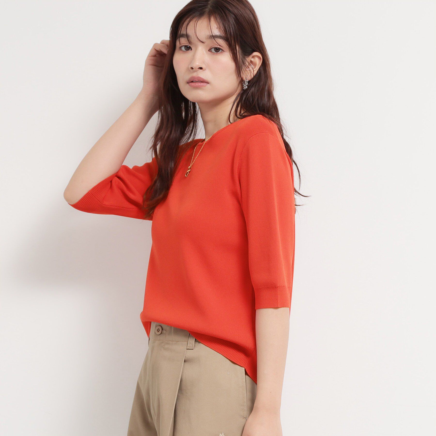 THE SHOP TK「【ひんやりタッチ】多機能6分袖プルオーバー 洗濯機OK/UVケア/毛玉になりにくい」|ニット・セーター|