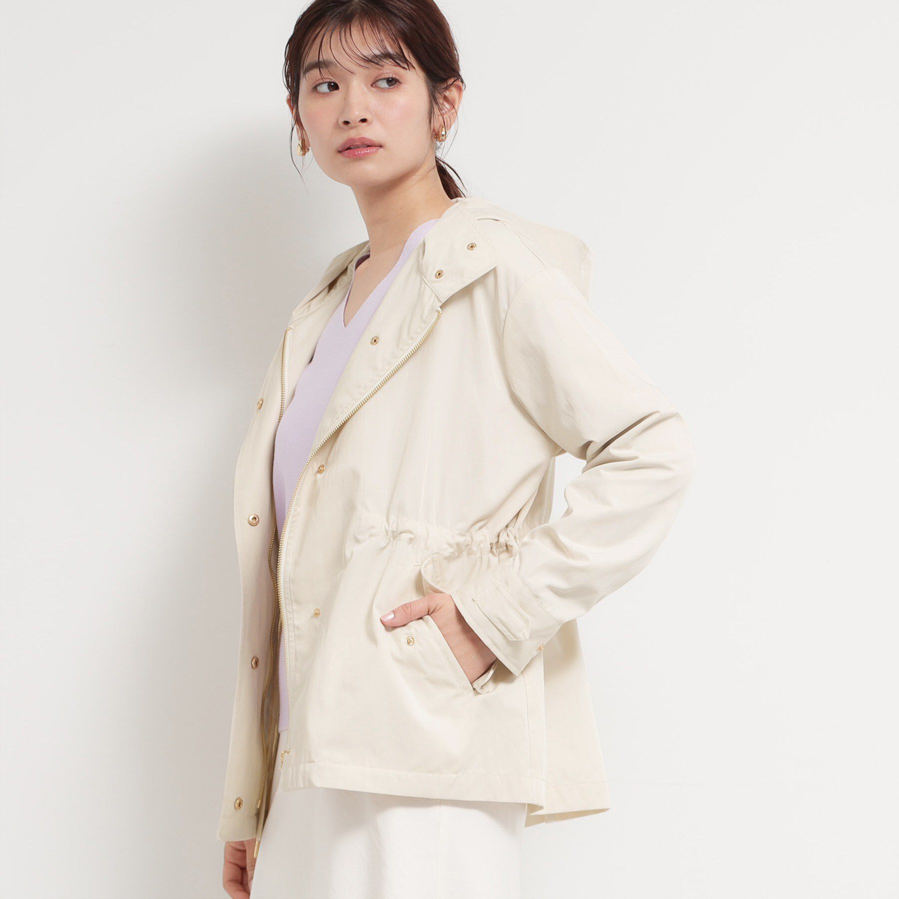 THE SHOP TK「【ウエスト調節可能ですっきり見え】フーデットブルゾン/洗える」|ブルゾン・スタジャン|