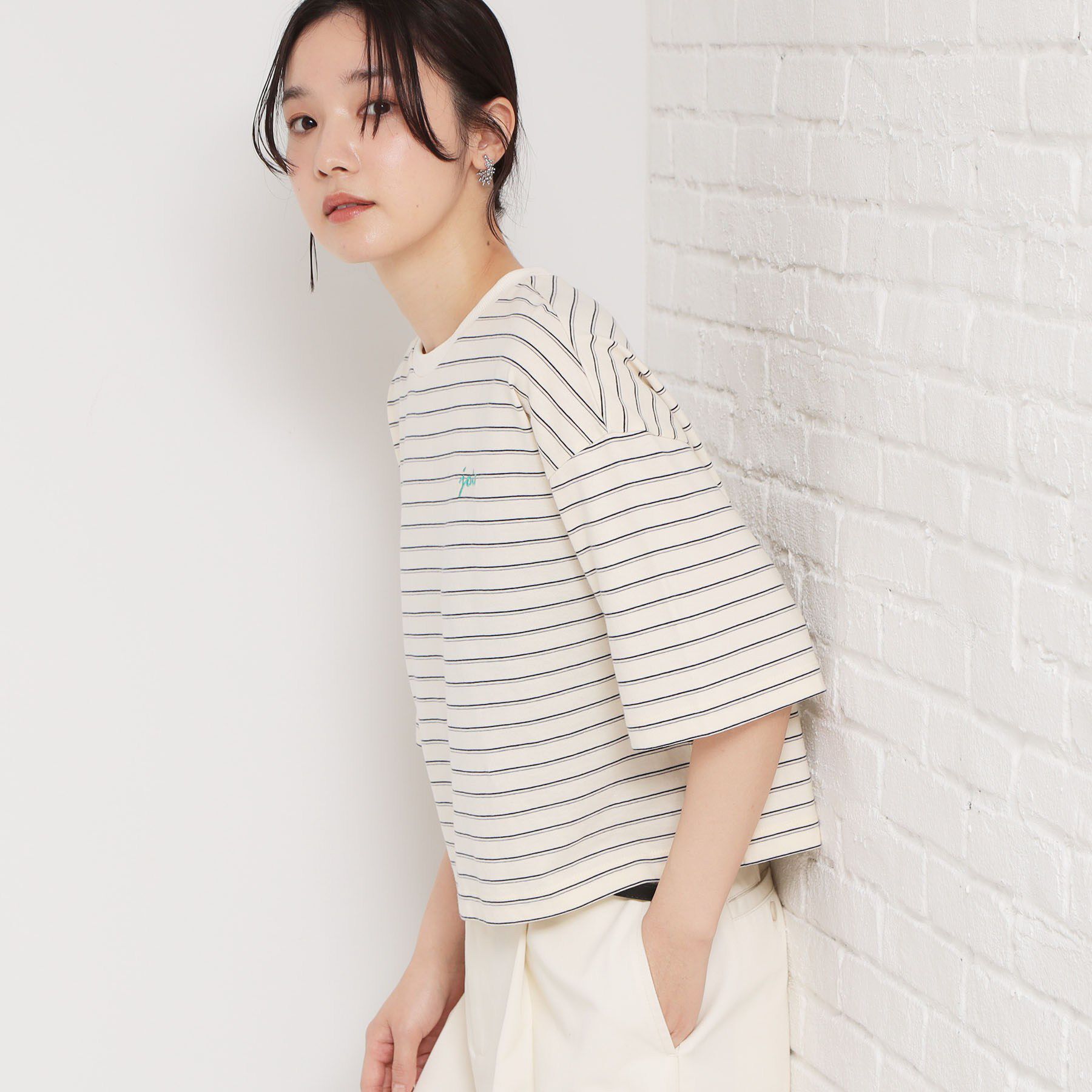 THE SHOP TK「ワンポイント刺繍マルチボーダーTee」|Tシャツ・カットソー|