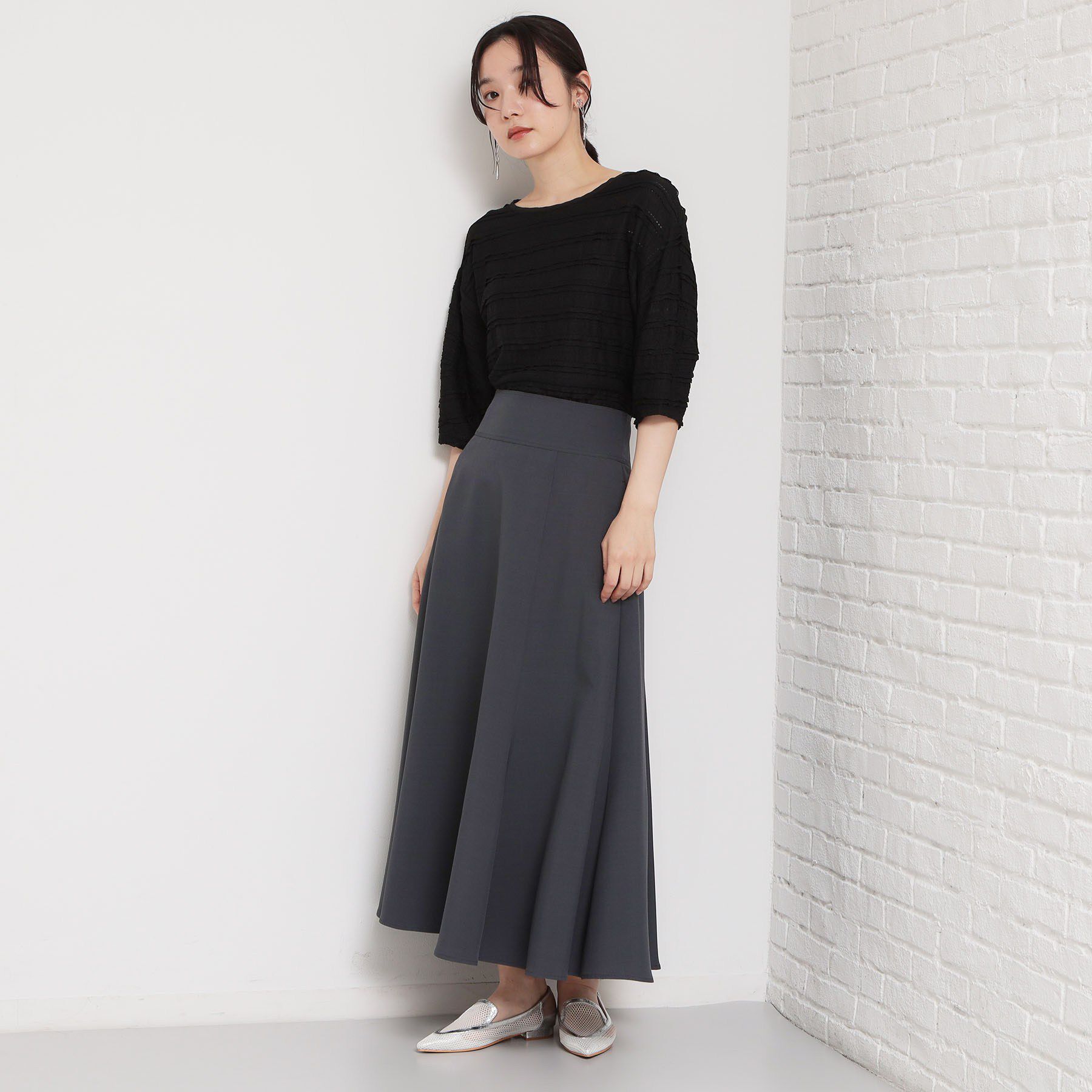 THE SHOP TK「フリルレースボーダートップス」|Tシャツ・カットソー|