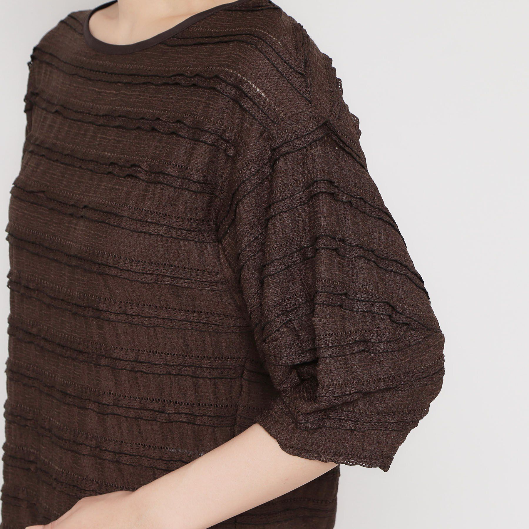 THE SHOP TK「フリルレースボーダートップス」|Tシャツ・カットソー|