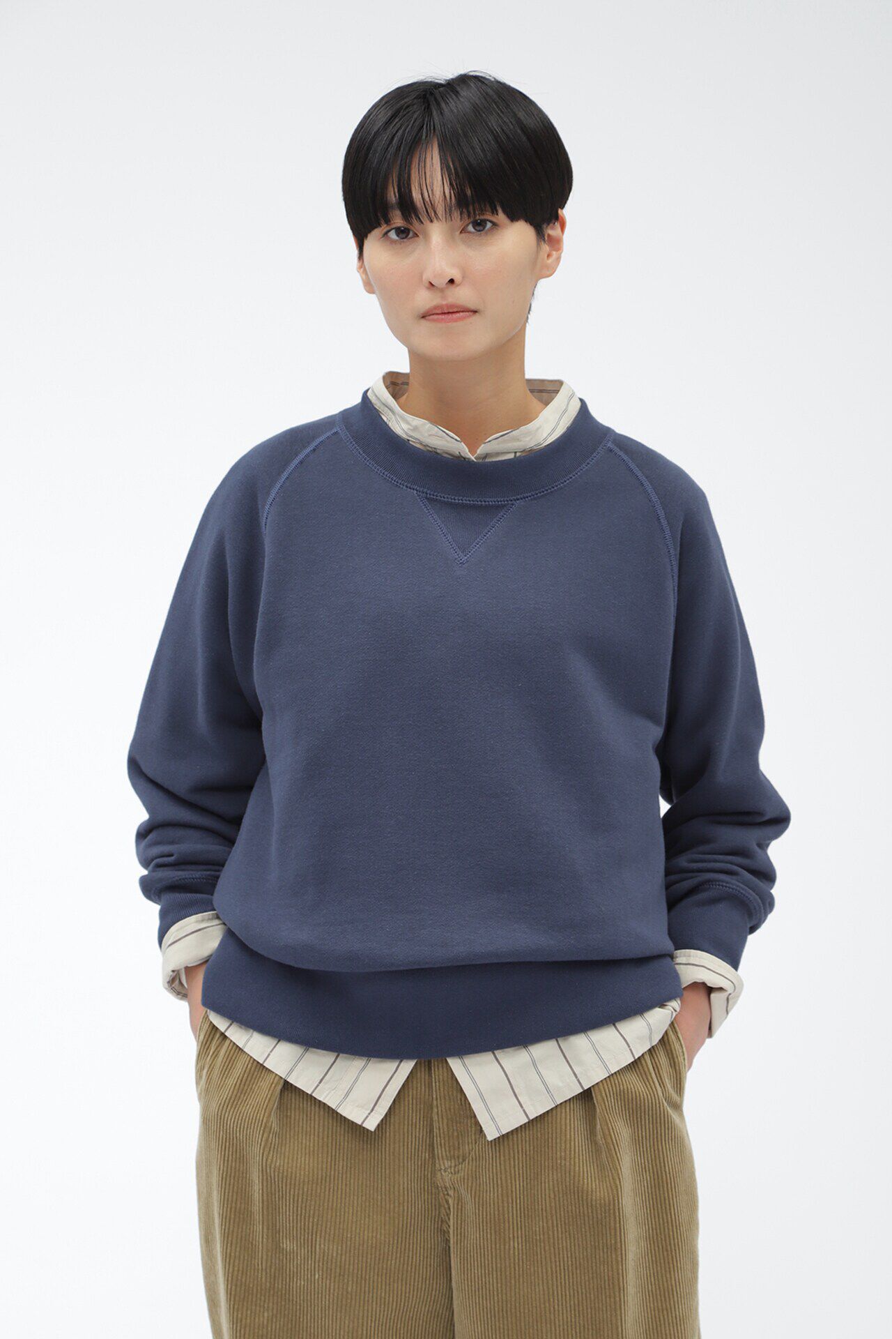 MHL.「LIGHT LOOPBACK COTTON」|Tシャツ・カットソー|NAVY